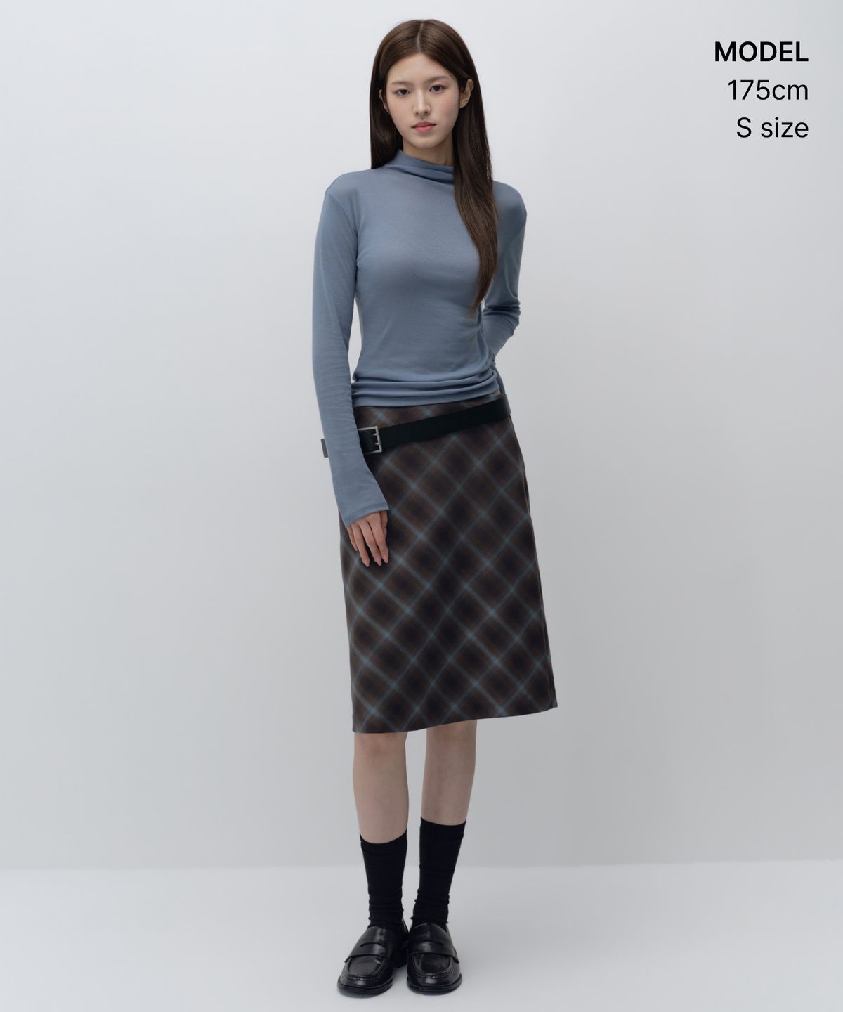 무신사 스탠다드 우먼(MUSINSA STANDARD WOMAN) 우먼즈 시어 울 텐셀 터틀 넥 긴소매 티셔츠 [페일 블루]