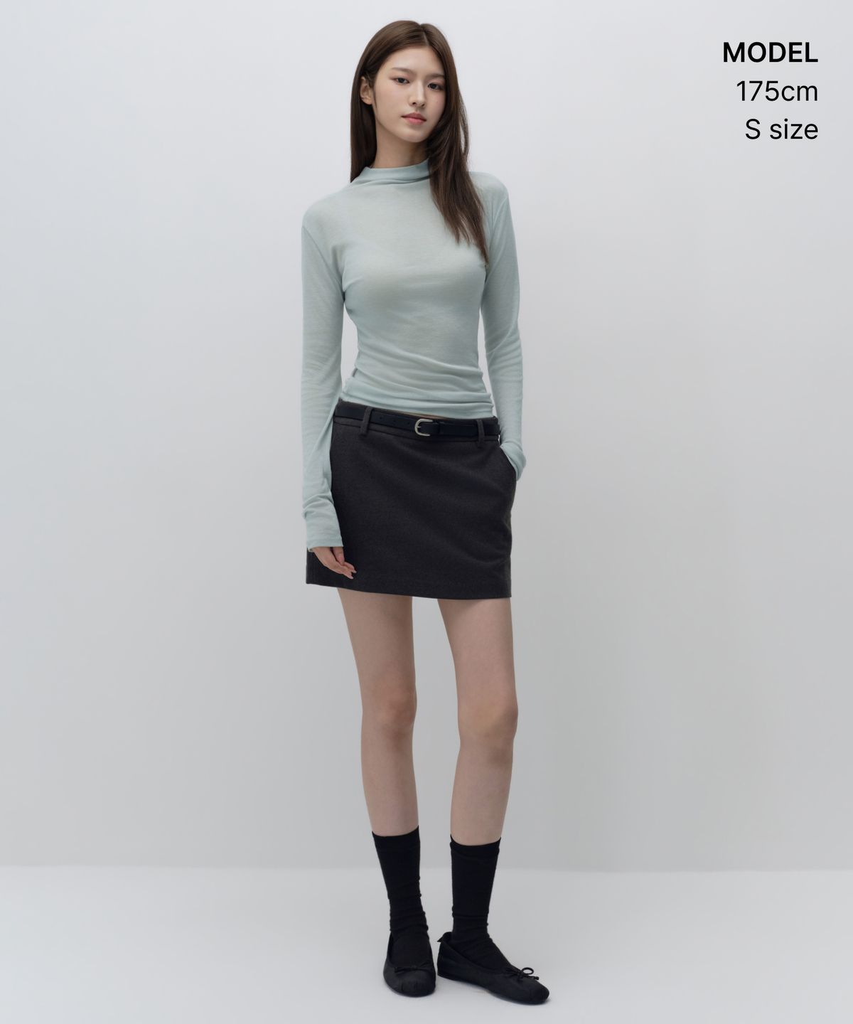 무신사 스탠다드 우먼(MUSINSA STANDARD WOMAN) 우먼즈 시어 울 텐셀 터틀 넥 긴소매 티셔츠 [페일 민트]