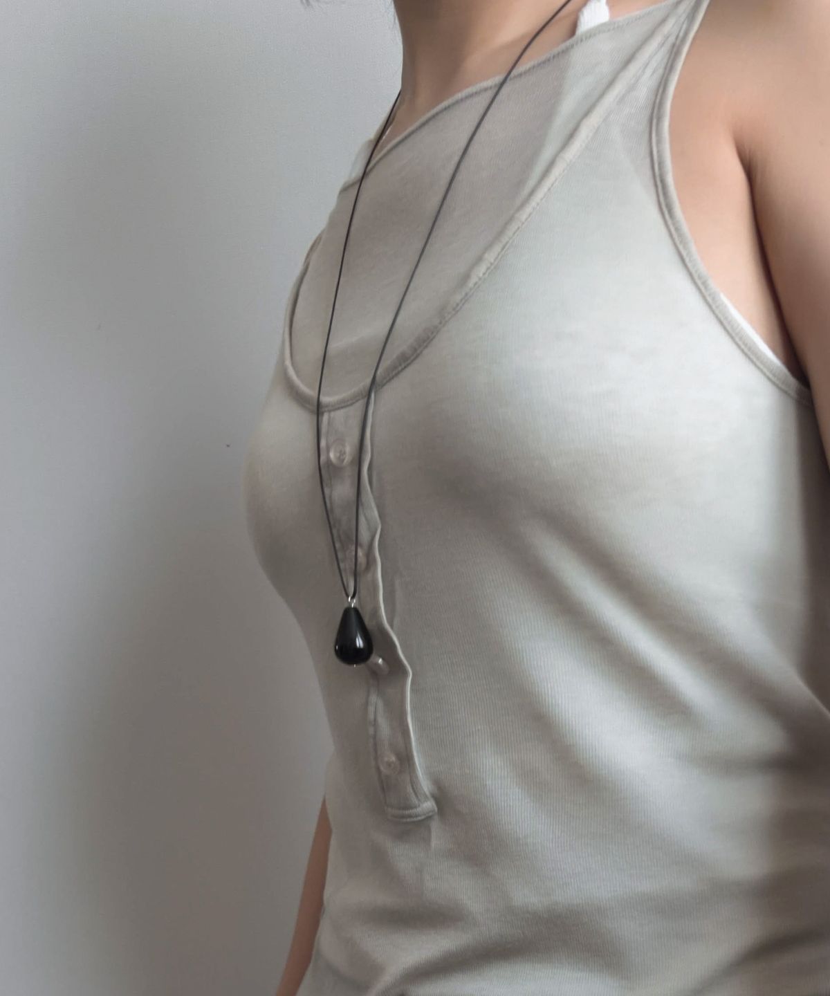 바라두(BARADU) 925 Simple onyx long necklace