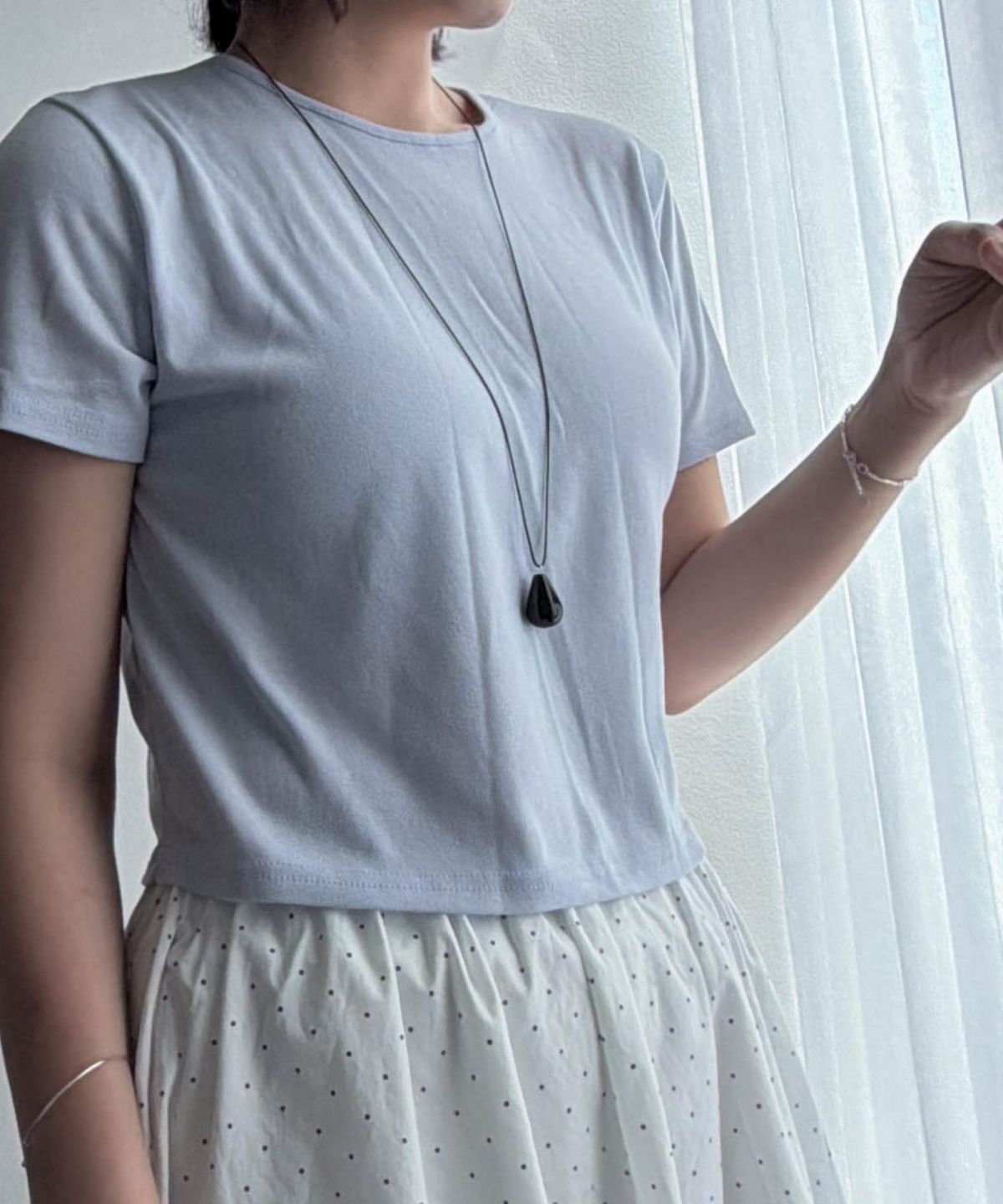 바라두(BARADU) 925 Simple onyx long necklace