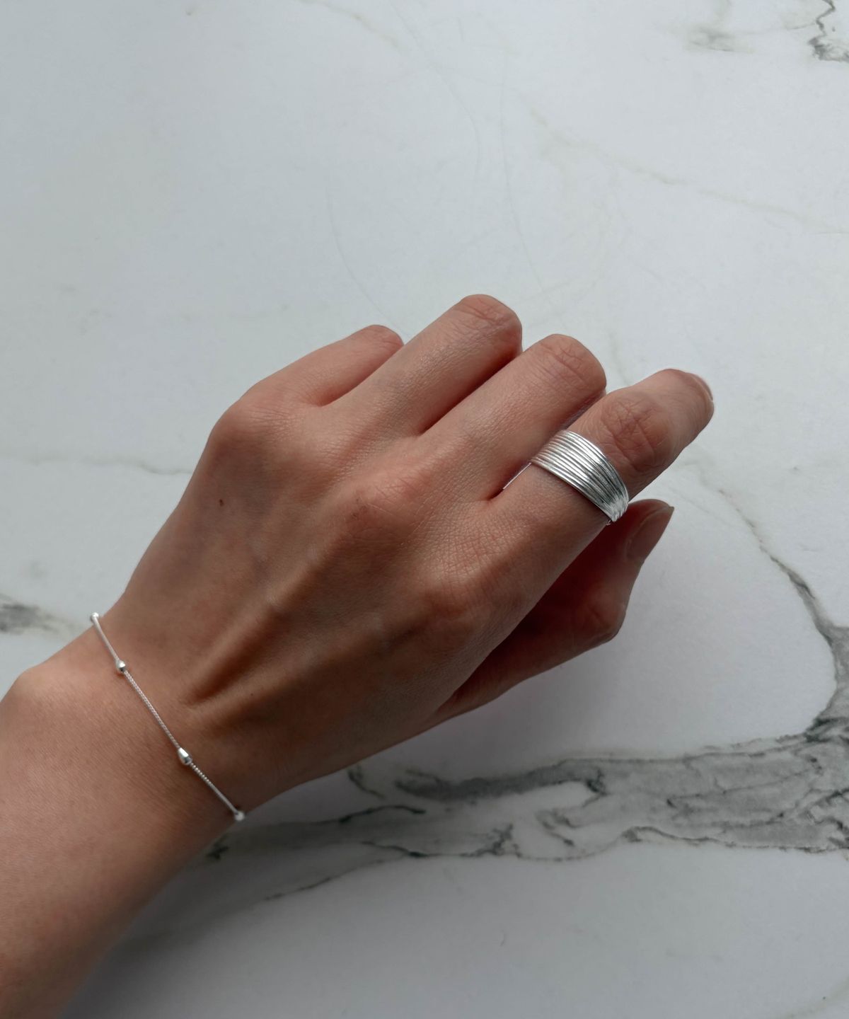 바라두(BARADU) 925 Pleats bold ring
