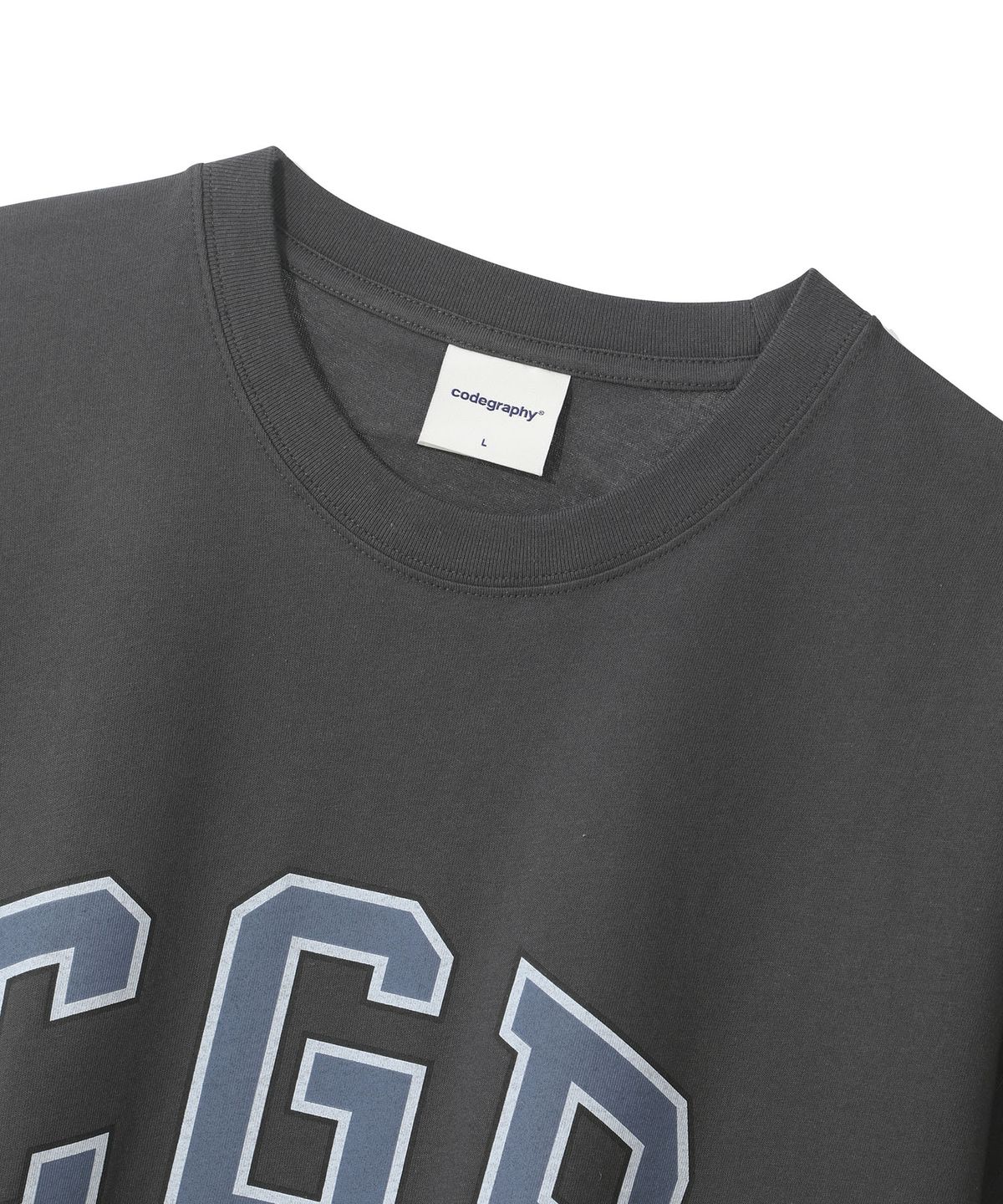 코드그라피(CGP) CGP 아치 로고 엑스트라 오버핏 반소매 티셔츠-차콜