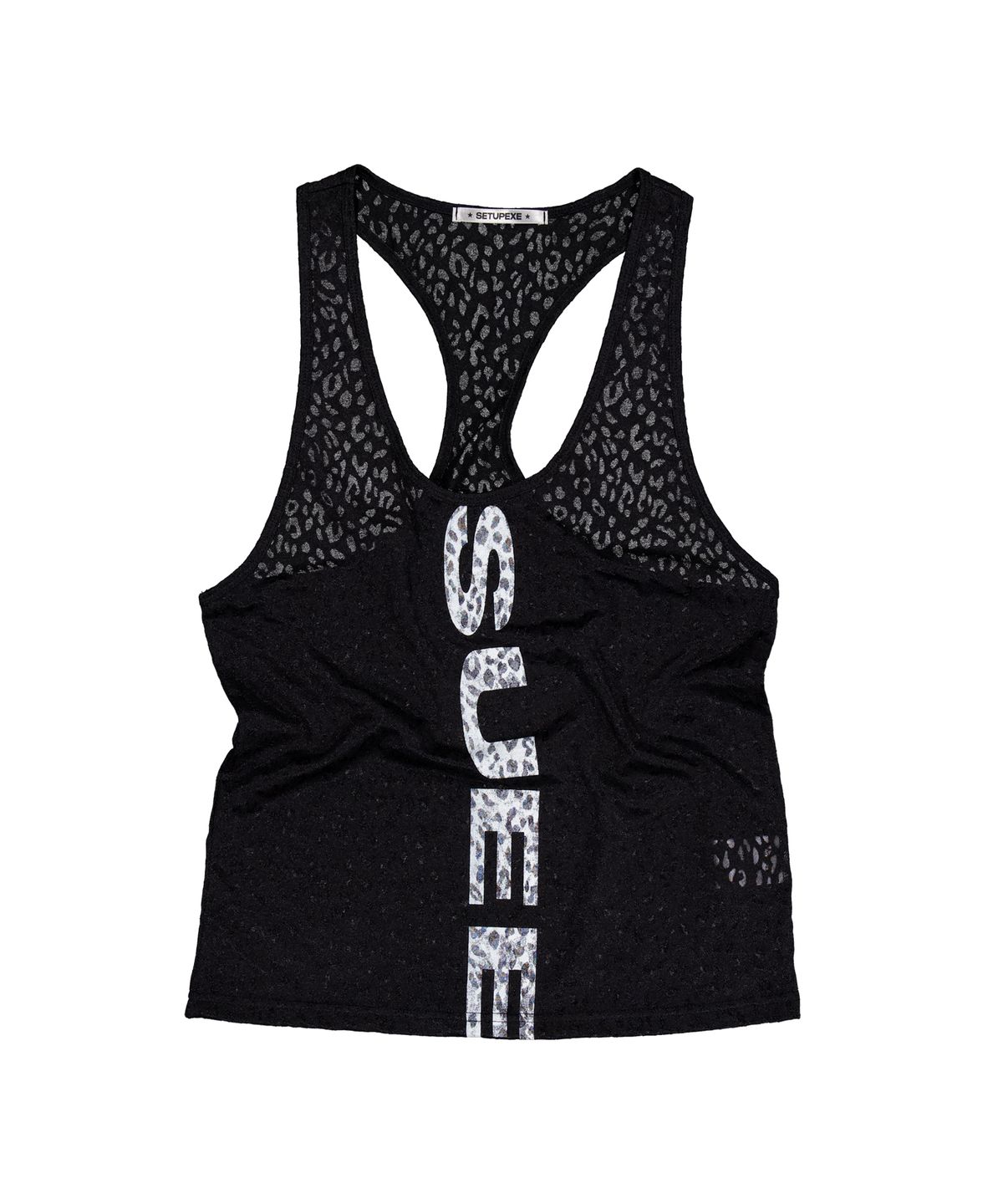 셋업이엑스이(SETUP-EXE) SHEER LEOPARD LOOSE SLEEVELESS / BLACK