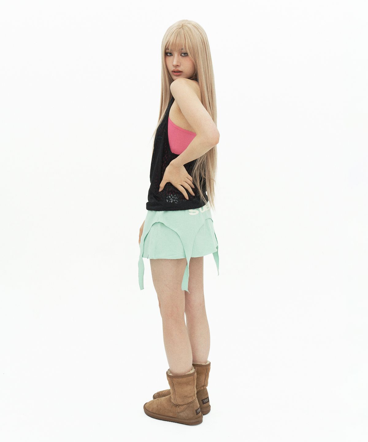 셋업이엑스이(SETUP-EXE) SHEER LEOPARD LOOSE SLEEVELESS / BLACK