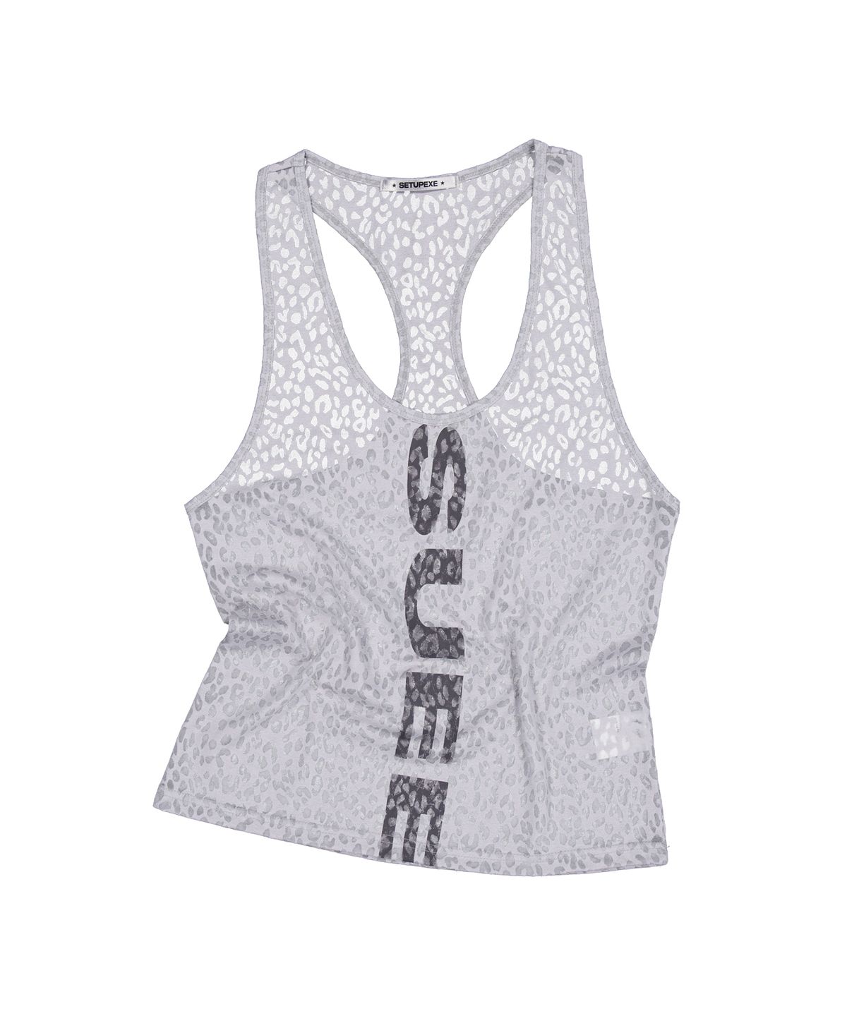 셋업이엑스이(SETUP-EXE) SHEER LEOPARD LOOSE SLEEVELESS / LIGHT GRAY