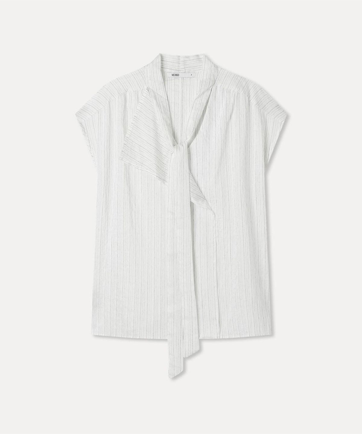 미쏘(MIXXO) 스트라이프 타이 블라우스_MIWBWG91SS