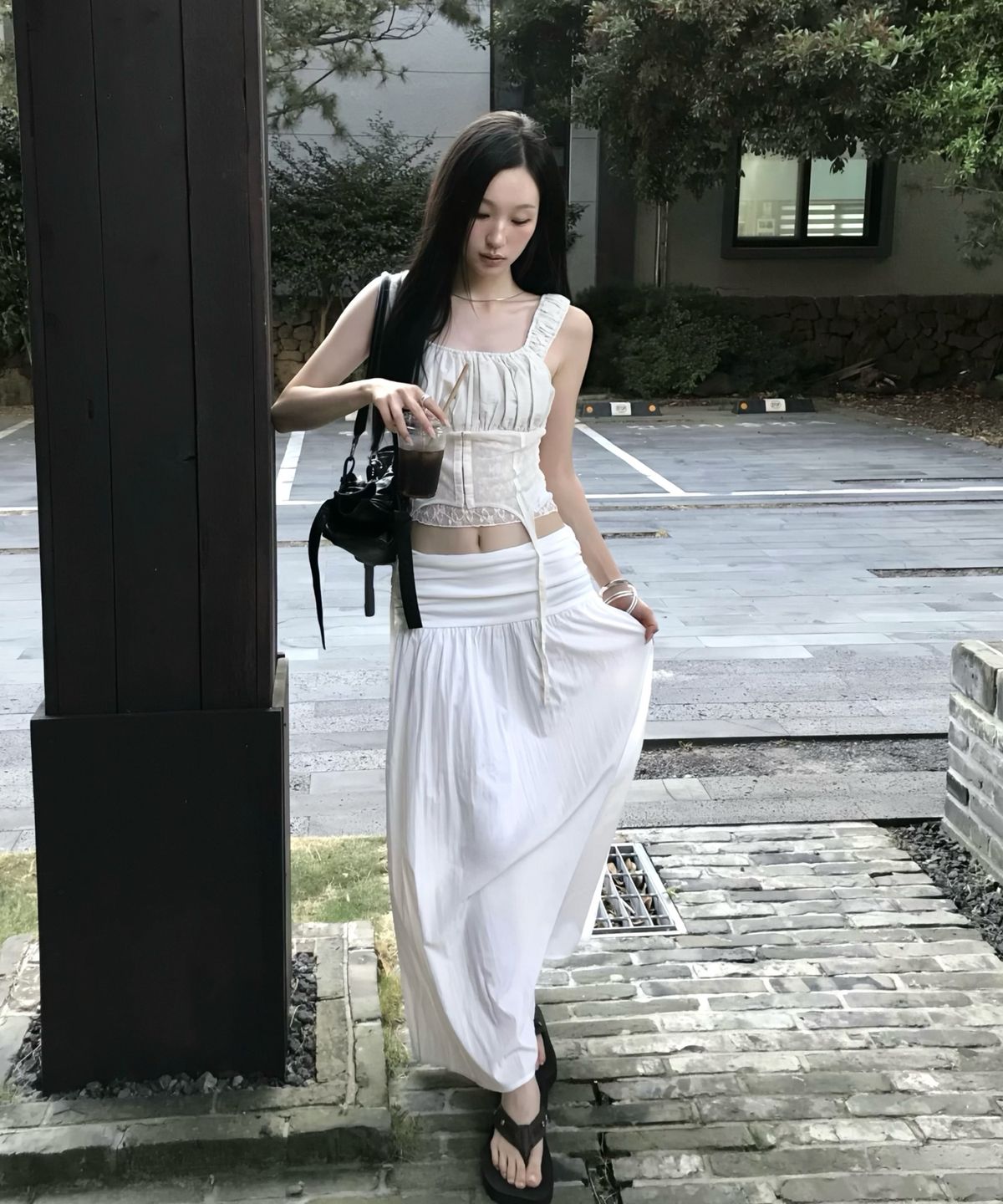미쏘(MIXXO) 셔링밴딩 롱 스커트_MIWWHG918B