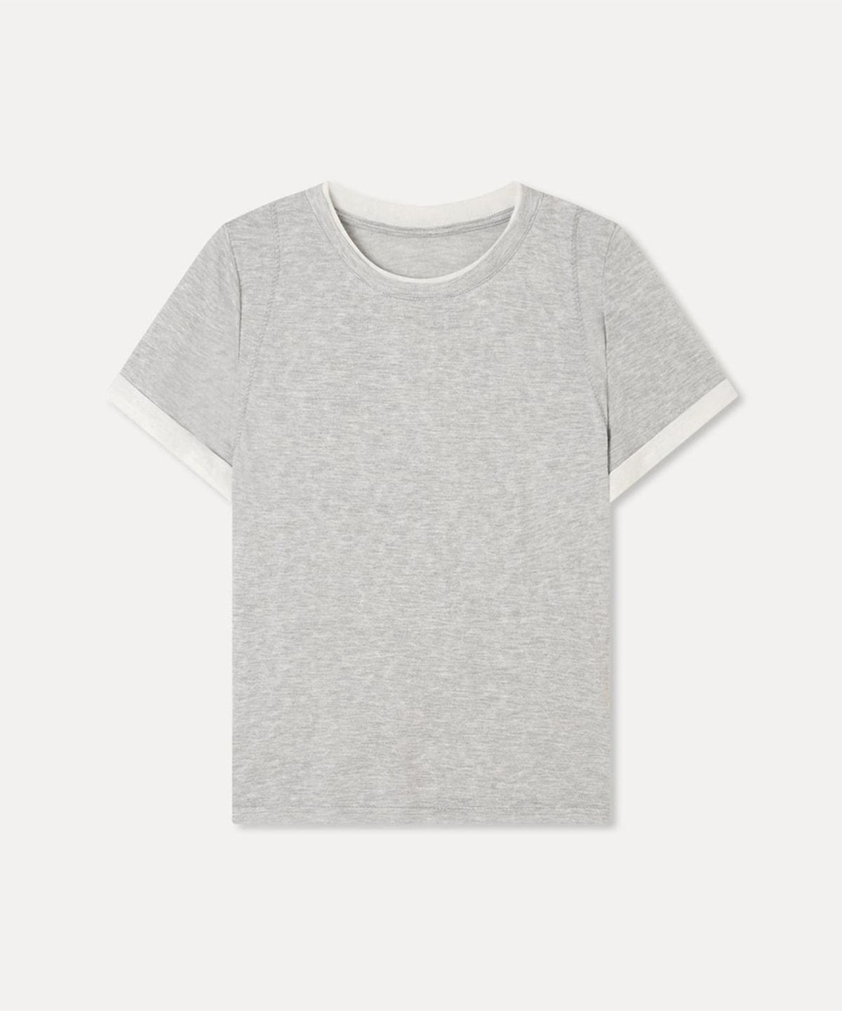 미쏘(MIXXO) 소매 배색 반팔 티셔츠 RE HWG73AS_MIWHWG90AA