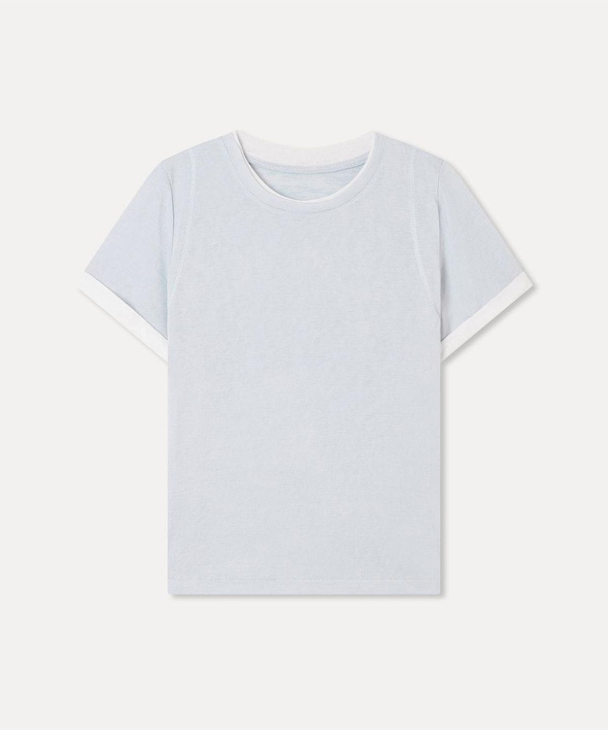 미쏘(MIXXO) 소매 배색 반팔 티셔츠 RE HWG73AS_MIWHWG90AA