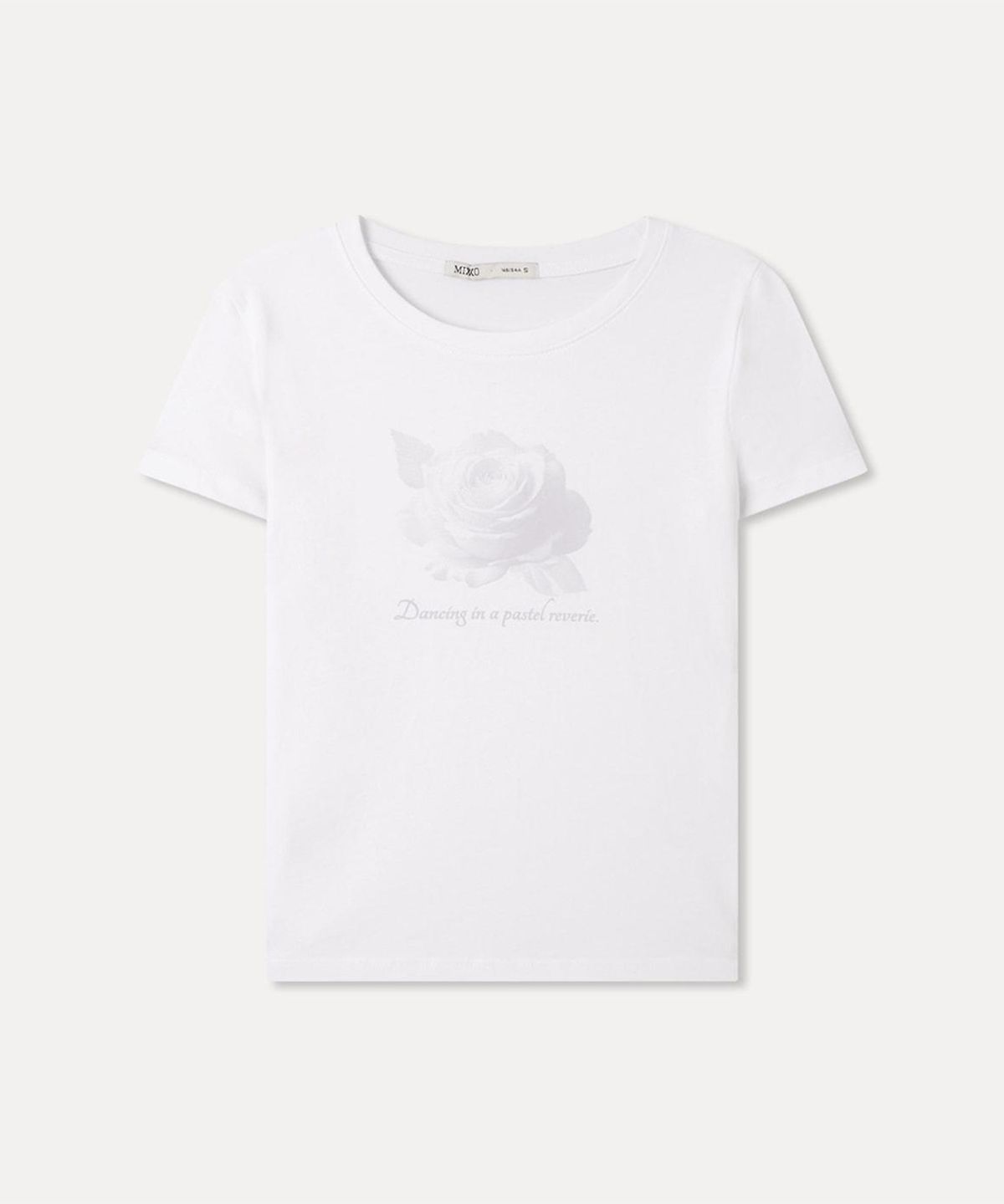 미쏘(MIXXO) 슬림핏 장미 그래픽 티셔츠_MIWHWG908A
