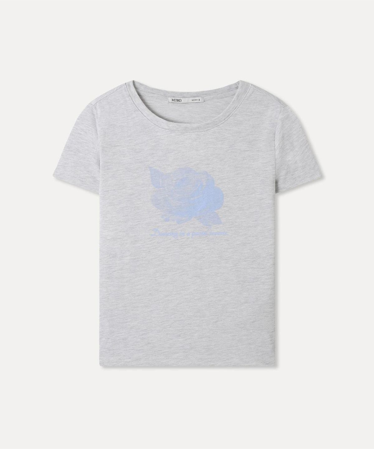 미쏘(MIXXO) 슬림핏 장미 그래픽 티셔츠_MIWHWG908A