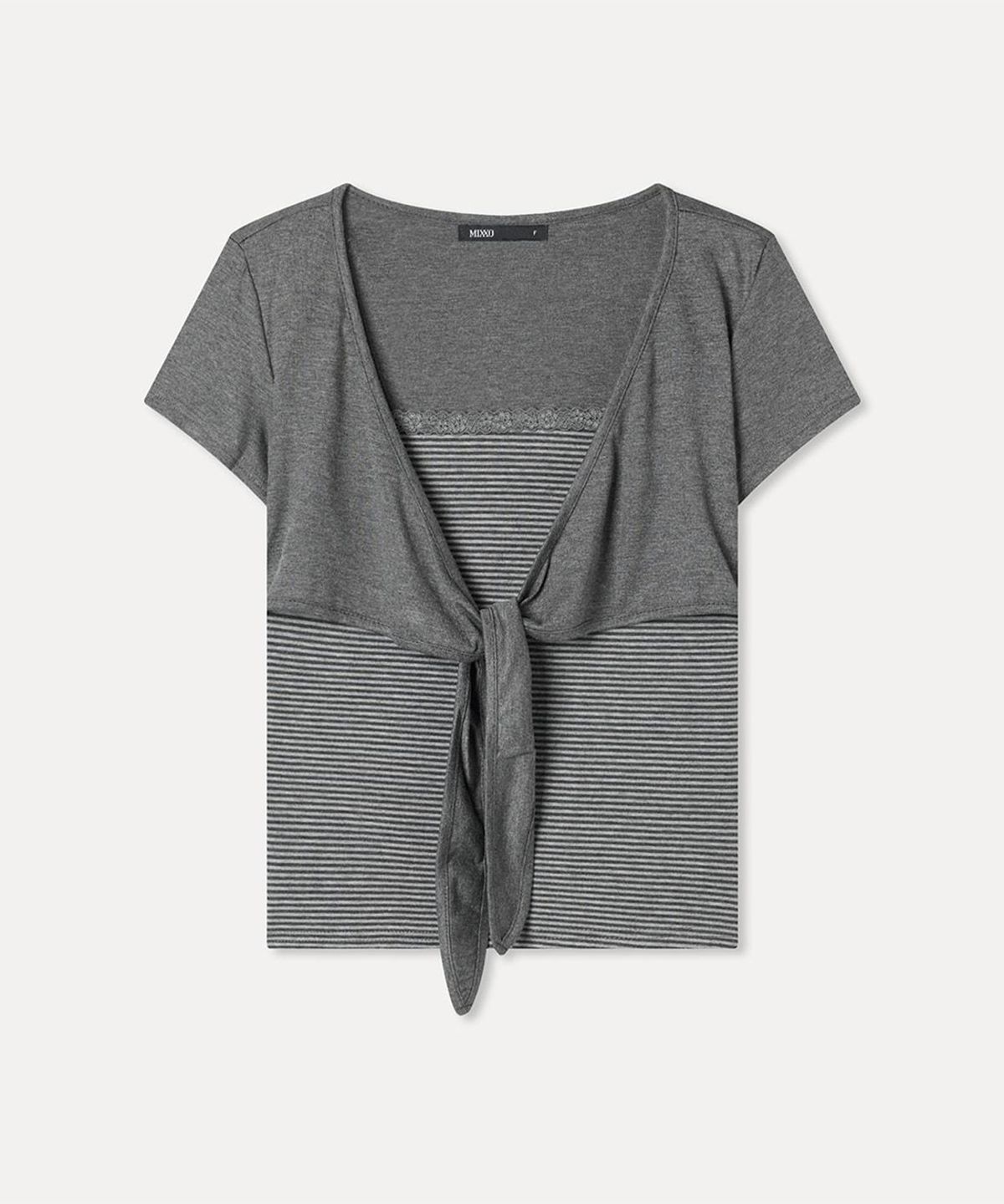 미쏘(MIXXO) 볼레로 레이어드 티셔츠_MIWHWG93SS