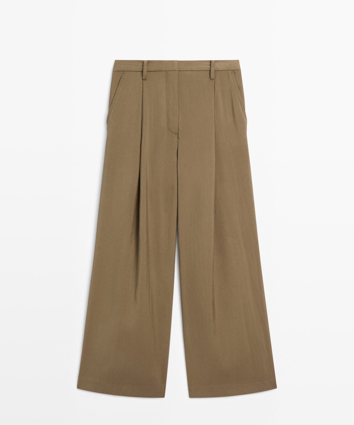 마시모두띠(MASSIMO DUTTI) 크롭 와이드 레그 플루이드 팬츠