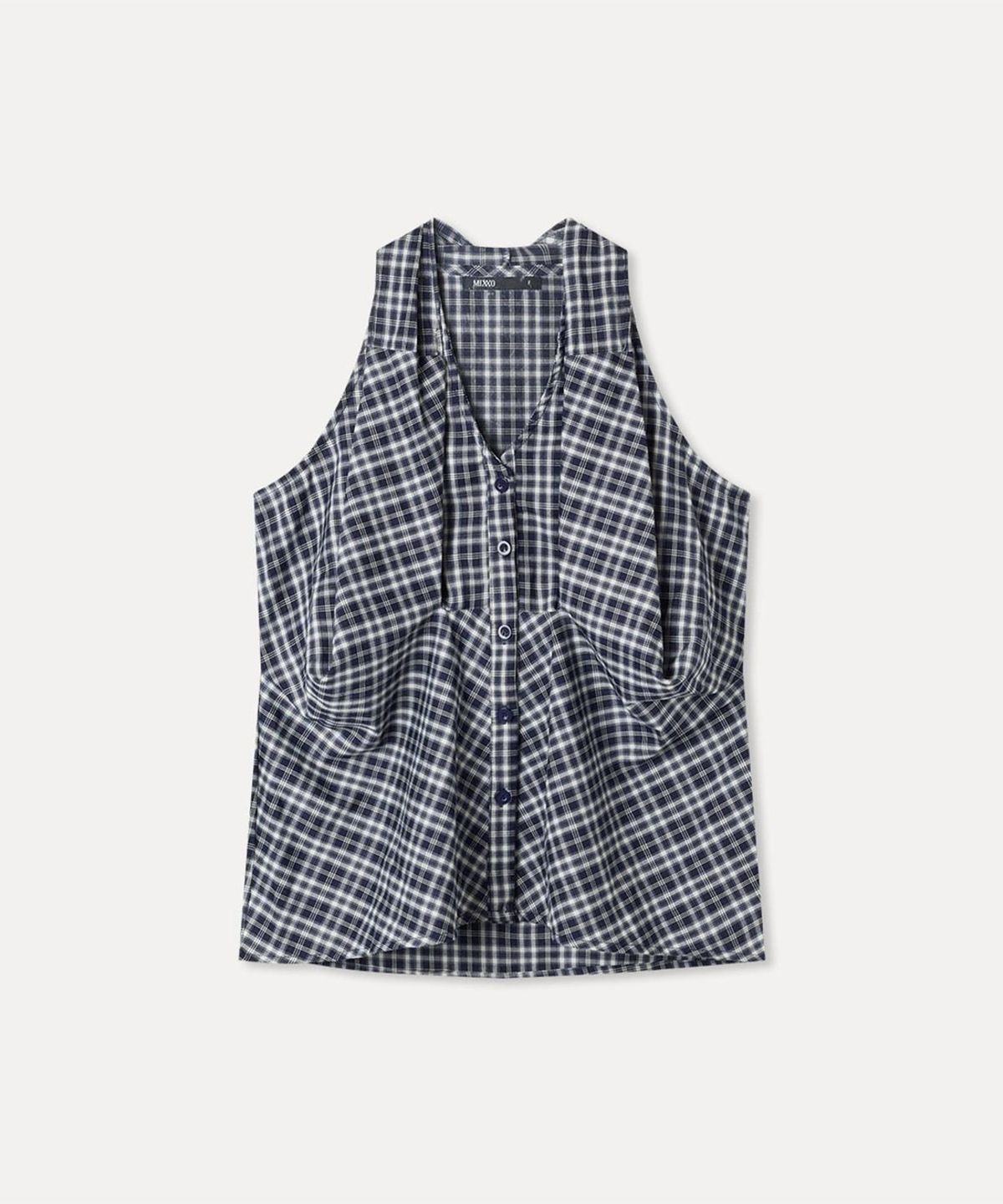 미쏘(MIXXO) 체크 홀터넥 블라우스_MIWBNG93SS