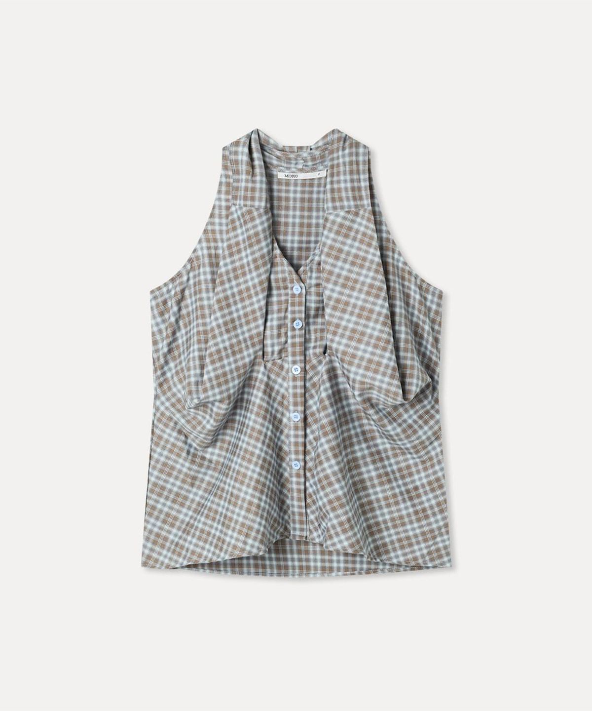 미쏘(MIXXO) 체크 홀터넥 블라우스_MIWBNG93SS