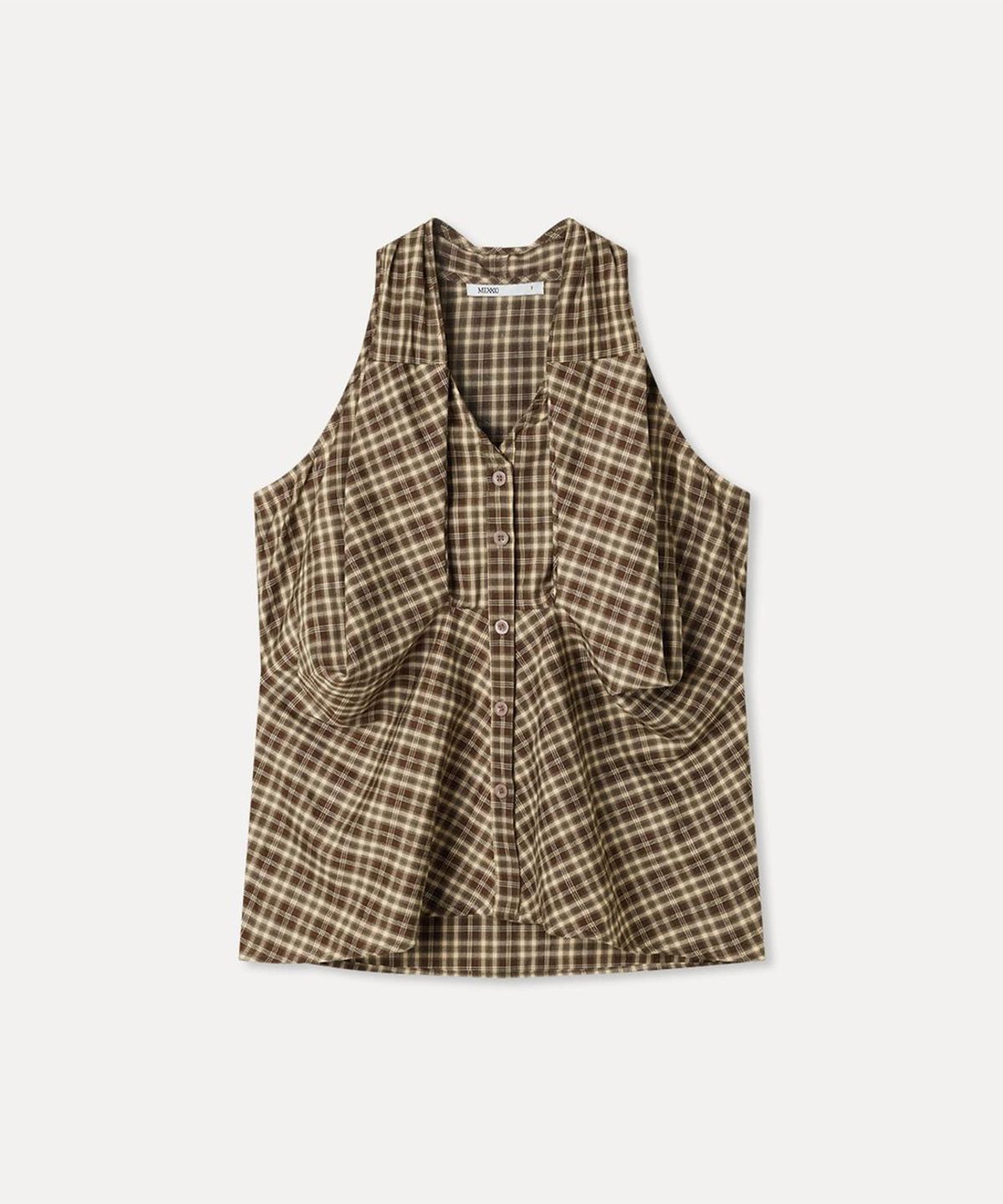 미쏘(MIXXO) 체크 홀터넥 블라우스_MIWBNG93SS