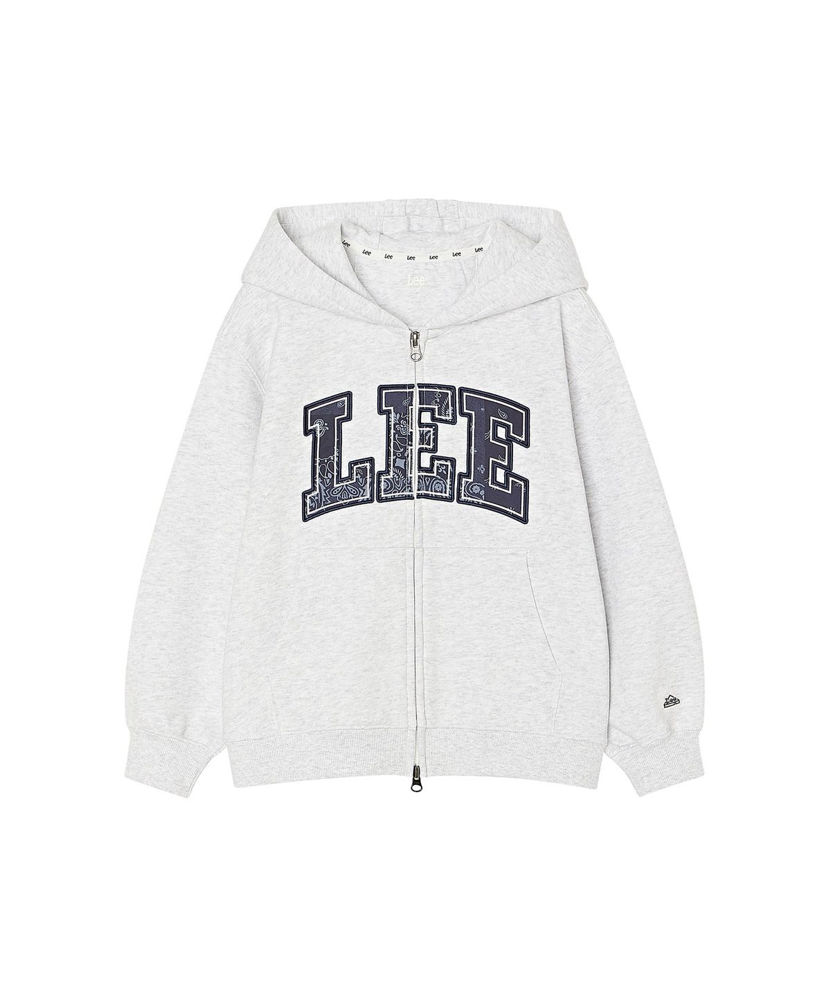 리 키즈(LEE KIDS) 페이즐리 컬리지 로고 아플리케 후드집업 화이트멜란지 LK2603HZ22WM