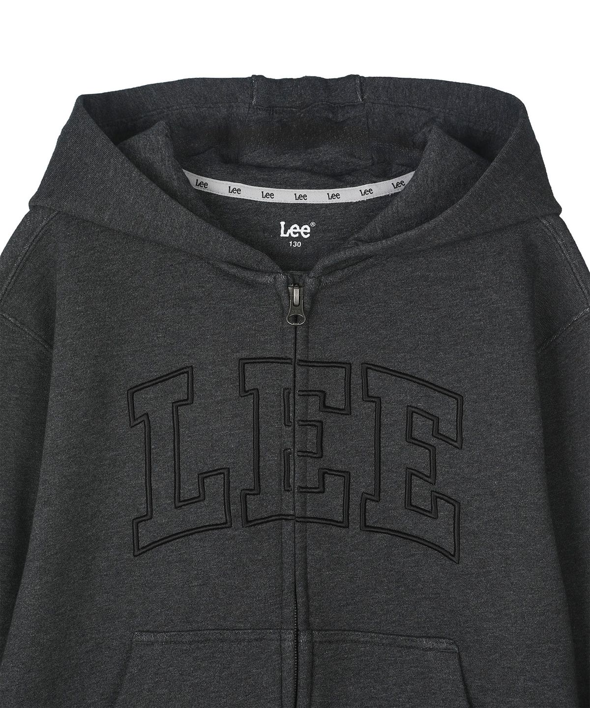 리 키즈(LEE KIDS) 컬리지 빅로고 후드집업 차콜 LK2603HZ20CH