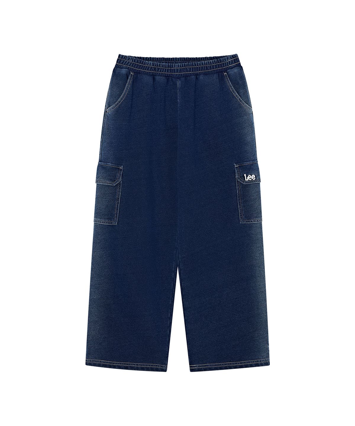 리 키즈(LEE KIDS) 인디고 카고 루즈 와이드 스트레이트 스웻 팬츠 인디고 LK2603JP14IN