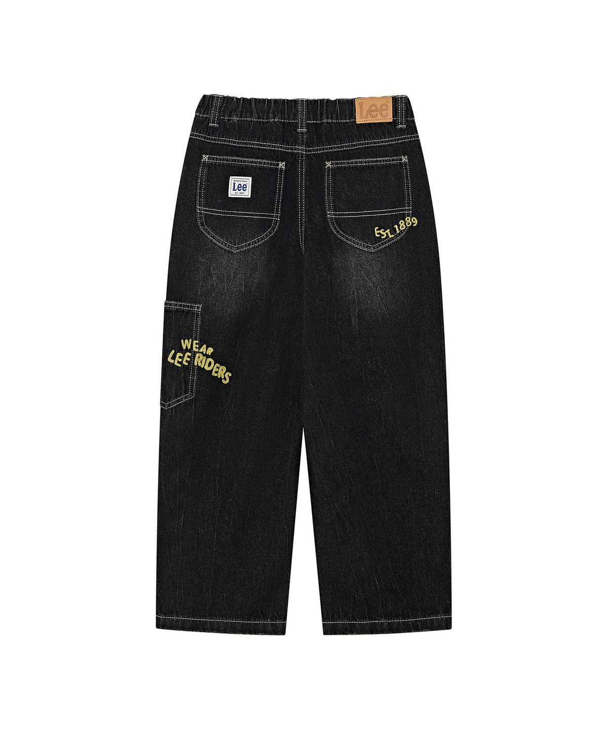 리 키즈(LEE KIDS) 자수 와이드 스트레이트 데님 팬츠 블랙 LK2603IP32BK