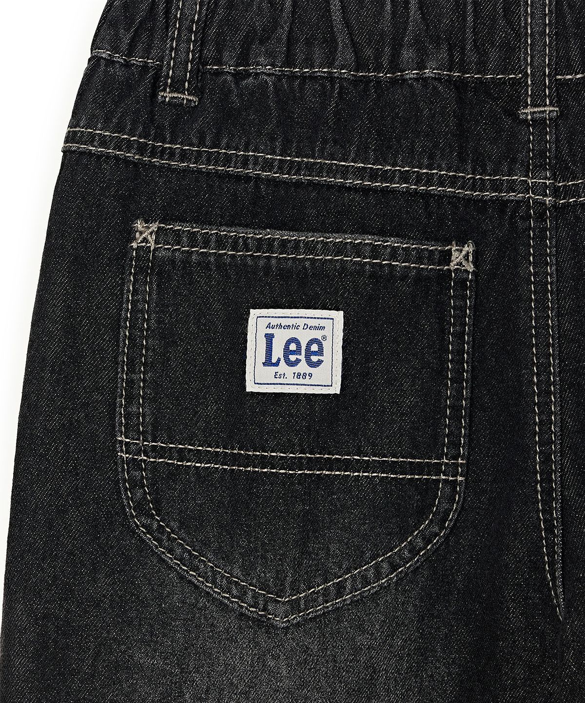 리 키즈(LEE KIDS) 자수 와이드 스트레이트 데님 팬츠 블랙 LK2603IP32BK
