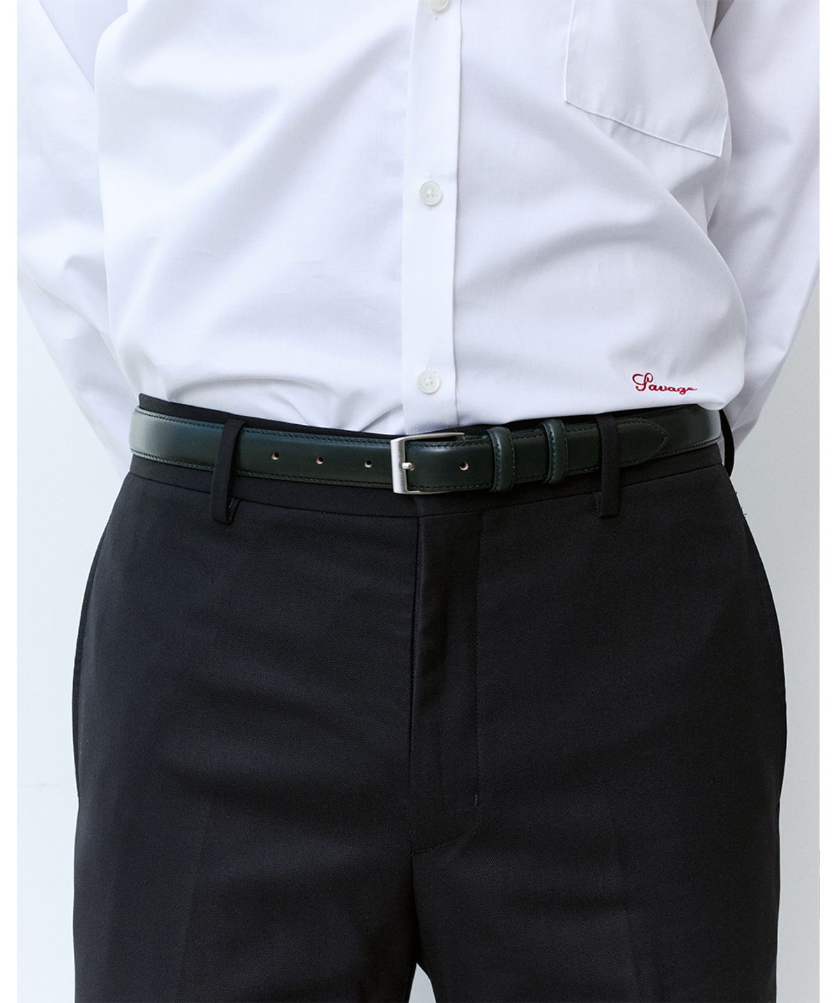 세비지(SAVAGE) 460 Bridle Leather Belt - Bottle Green