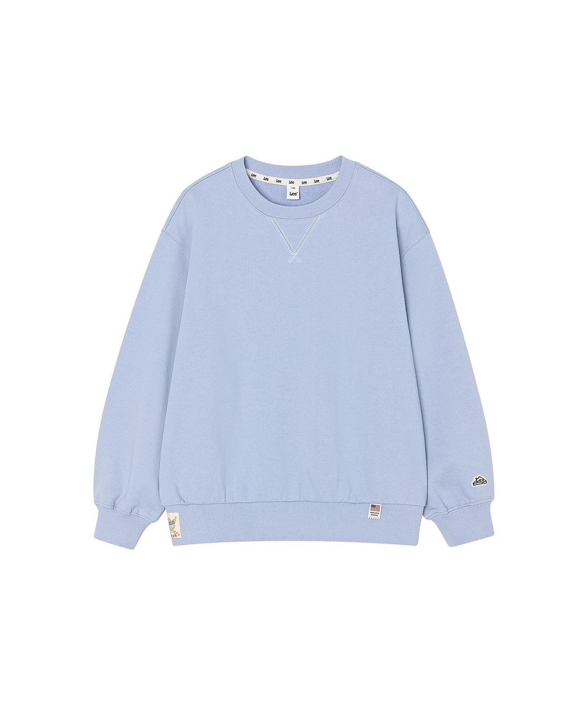 리 키즈(LEE KIDS) 라벨 코튼 맨투맨 셋업 라이트블루 LK2603SU17LB
