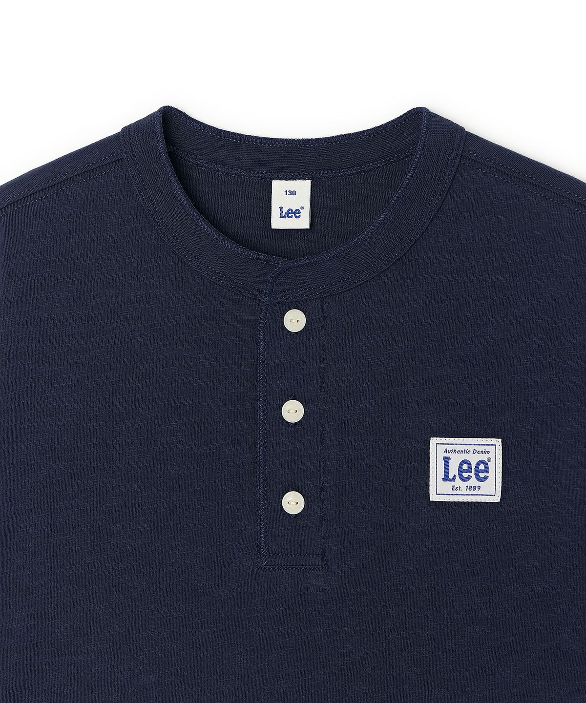 리 키즈(LEE KIDS) 빈티지 로고라벨 헨리넥 긴팔티셔츠 네이비 LK2603LT14NA