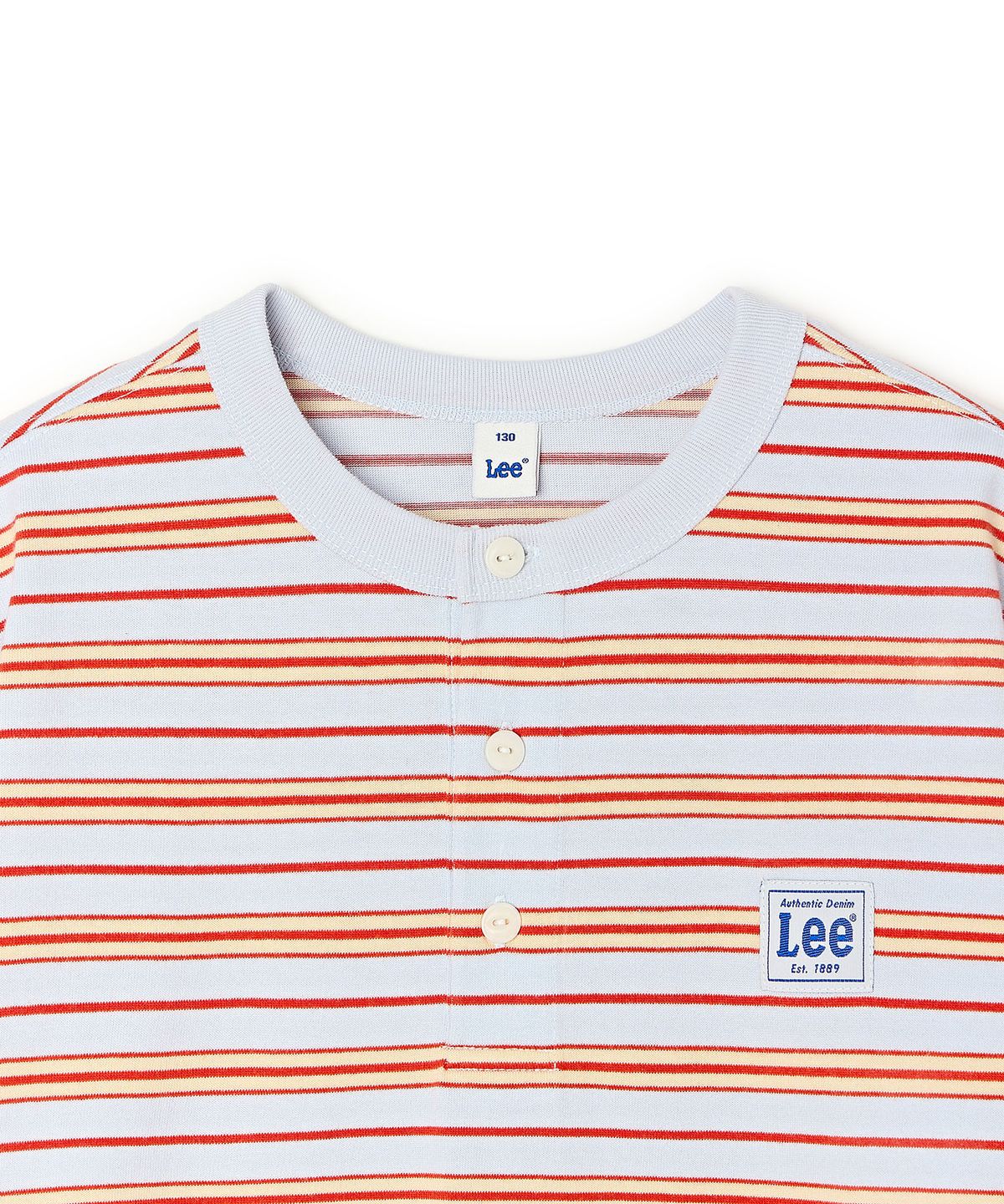 리 키즈(LEE KIDS) 멀티 스트라이프 헨리넥 긴팔티셔츠 스카이블루 LK2603LT07SB