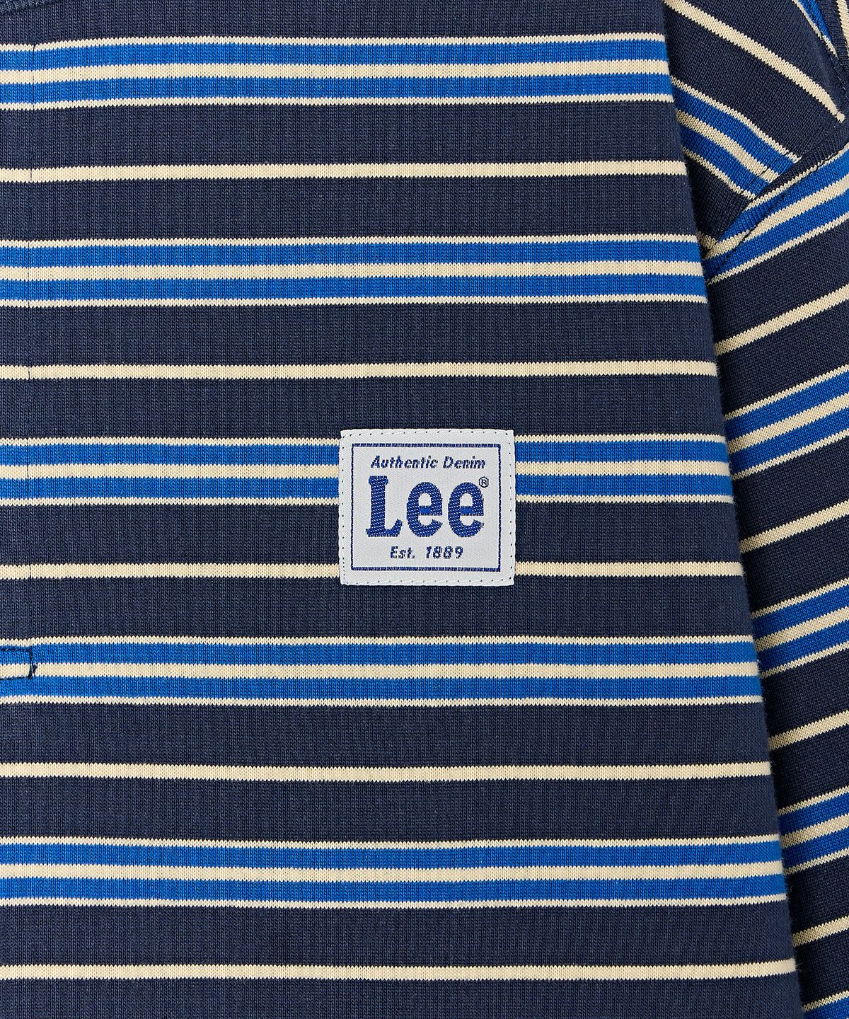 리 키즈(LEE KIDS) 멀티 스트라이프 헨리넥 긴팔티셔츠 네이비 LK2603LT07NA