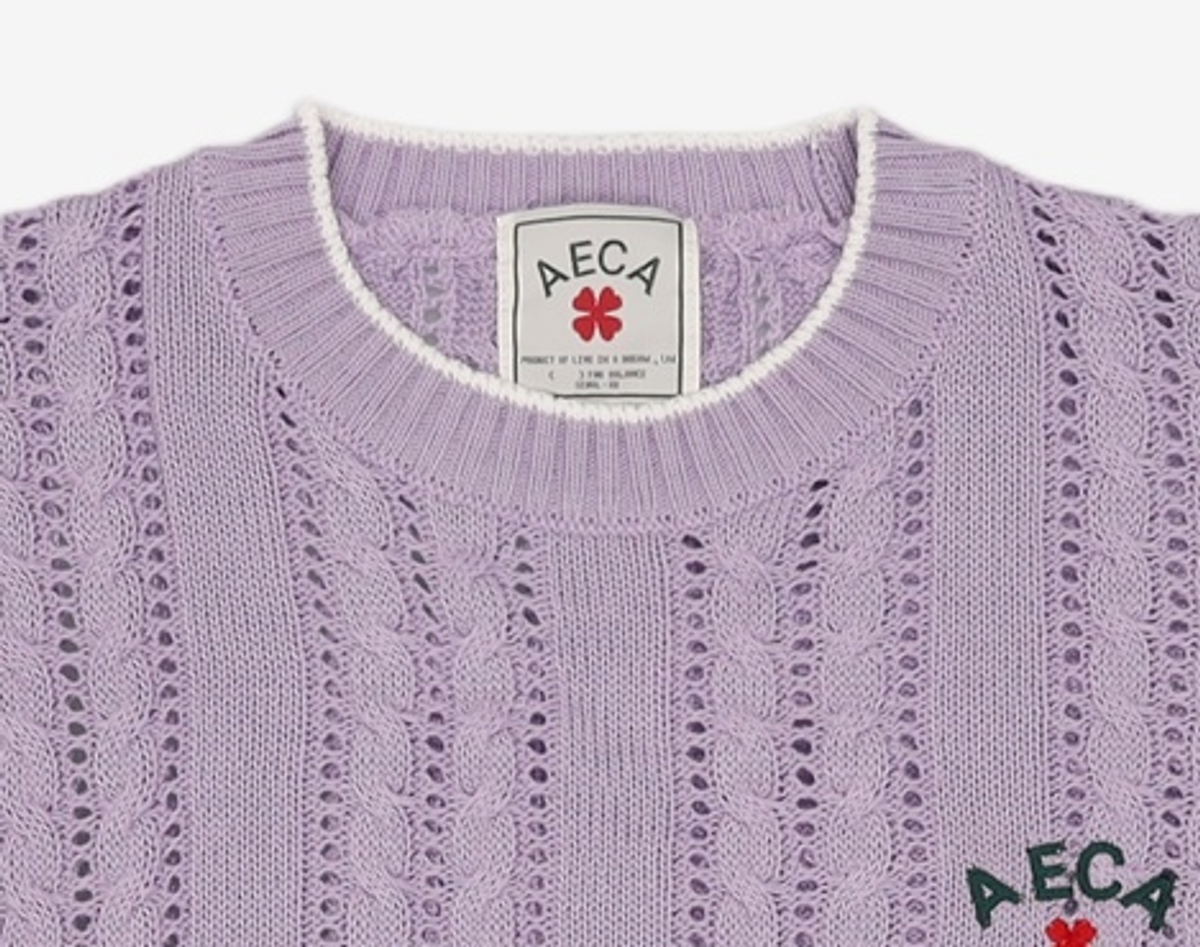 에이카화이트(AECA) AECA CLOVER CROCHET KNIT-LAVENDER S