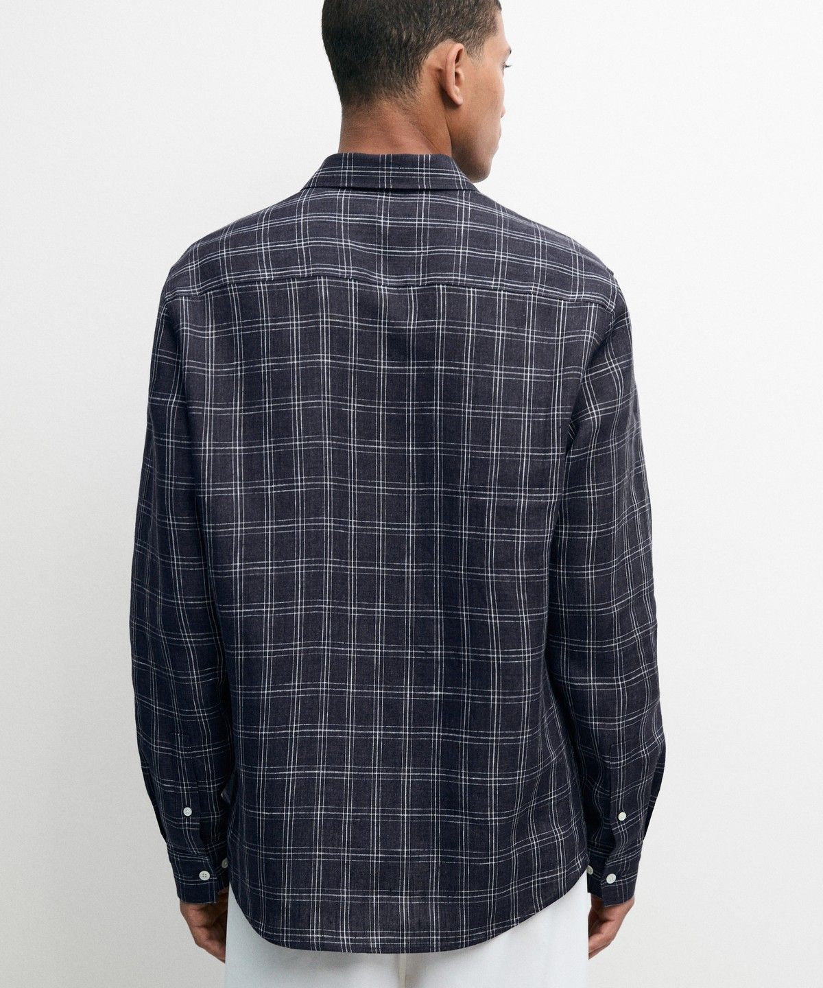 마시모두띠(MASSIMO DUTTI) 100% 린넨 레귤러 핏 체크 셔츠