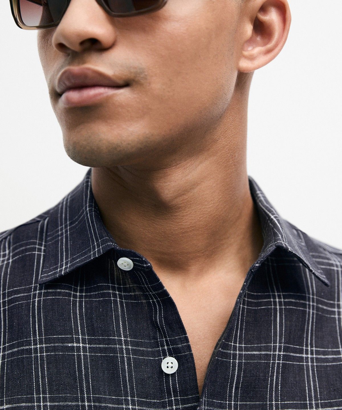 마시모두띠(MASSIMO DUTTI) 100% 린넨 레귤러 핏 체크 셔츠