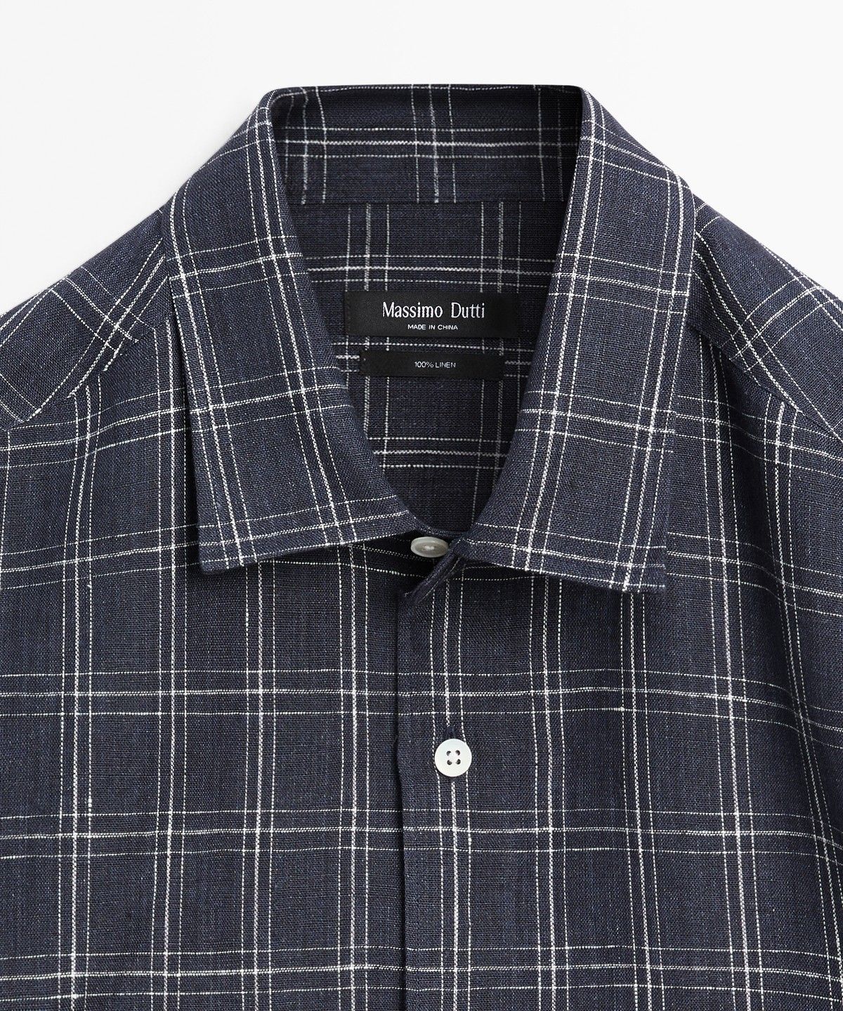 마시모두띠(MASSIMO DUTTI) 100% 린넨 레귤러 핏 체크 셔츠