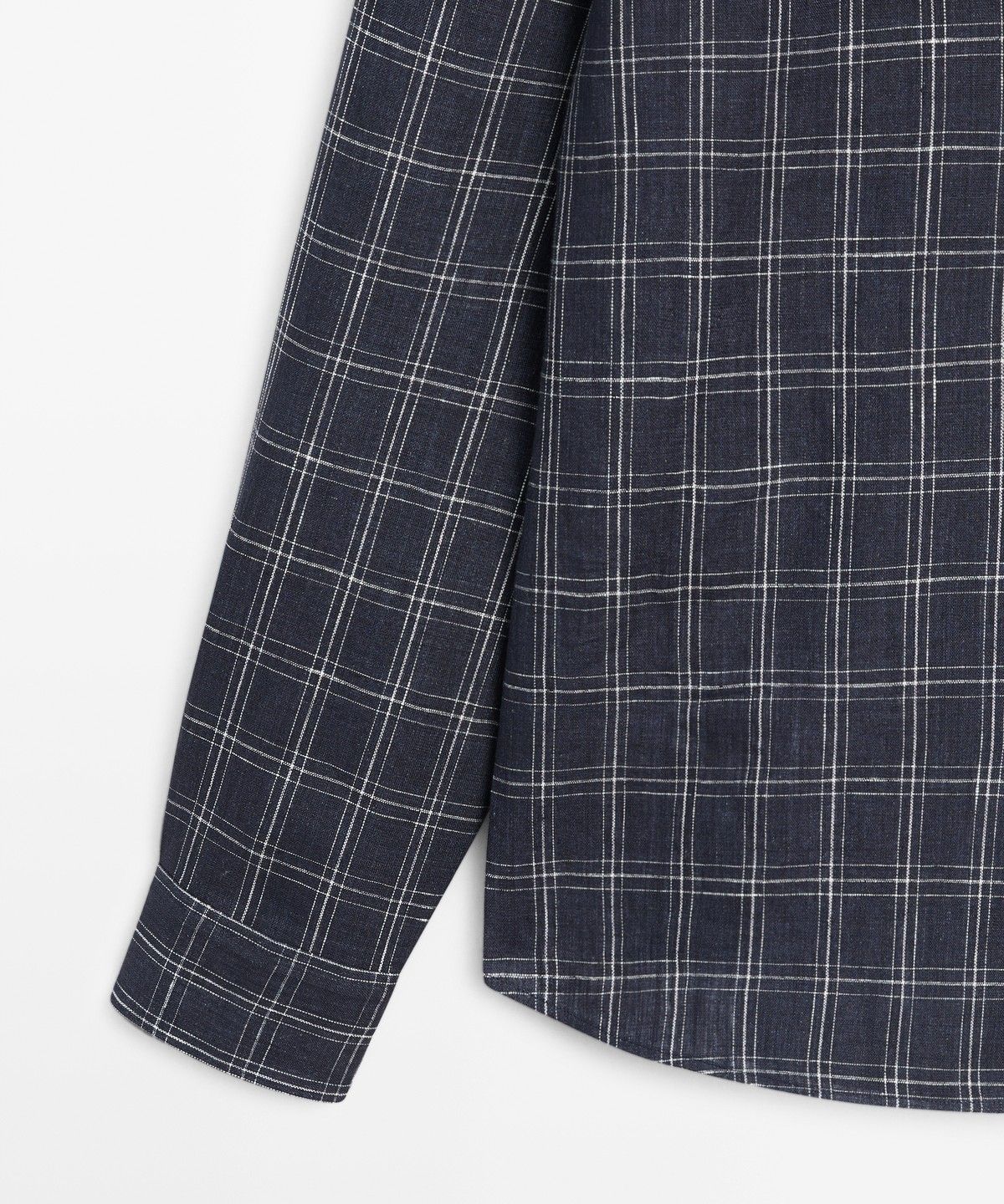 마시모두띠(MASSIMO DUTTI) 100% 린넨 레귤러 핏 체크 셔츠