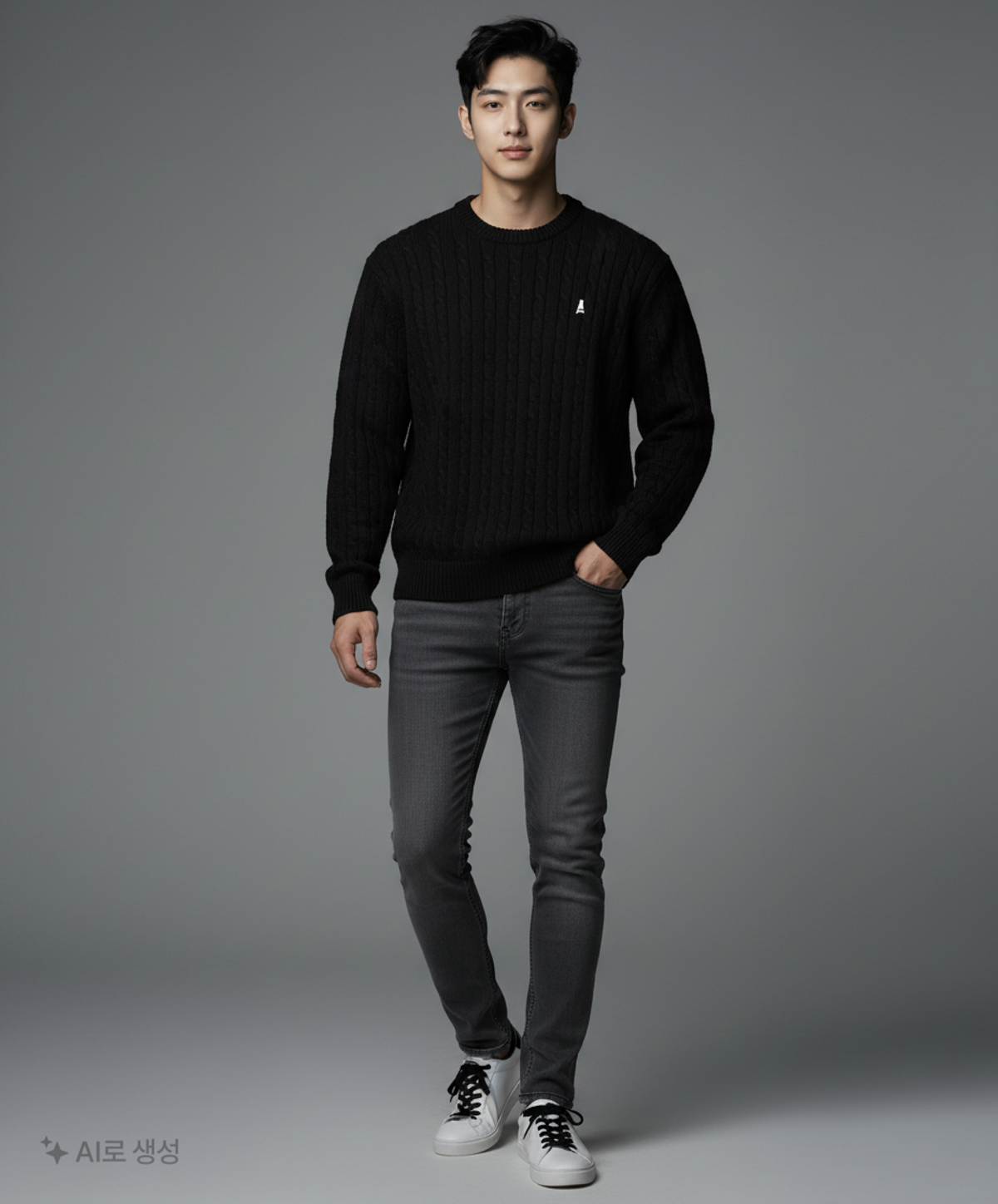 예일(YALE) [100% COTTON] 헤리티지 댄 케이블 니트 블랙 XL