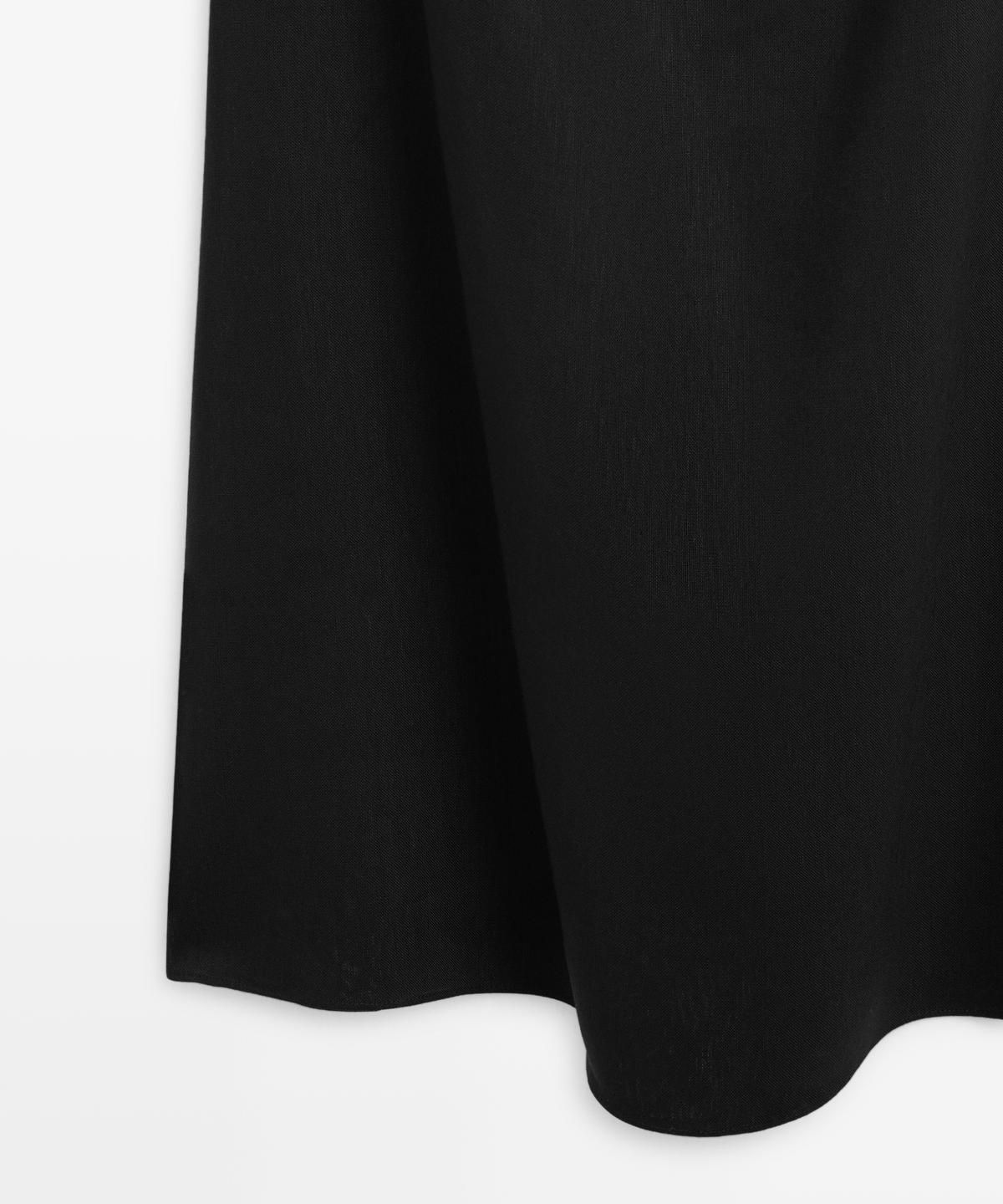 마시모두띠(MASSIMO DUTTI) 린넨 혼방 스트랩 미디 원피스