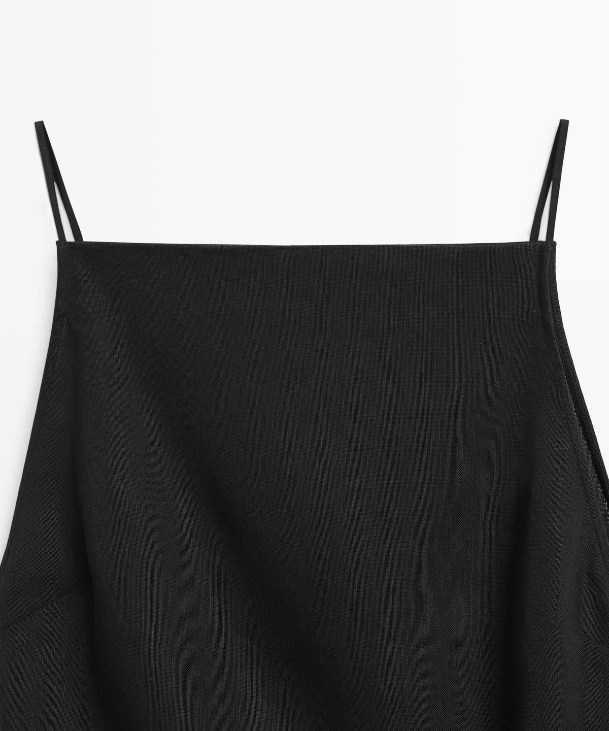 마시모두띠(MASSIMO DUTTI) 린넨 혼방 스트랩 미디 원피스