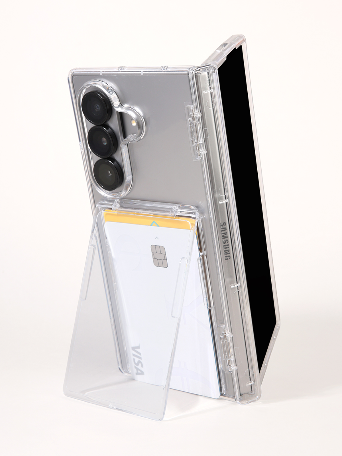 디자인스킨(DESIGNSKIN) 갤럭시Z폴드 피닉스 힌지보호 스탠드 카드슬롯 케이스-올클리어
