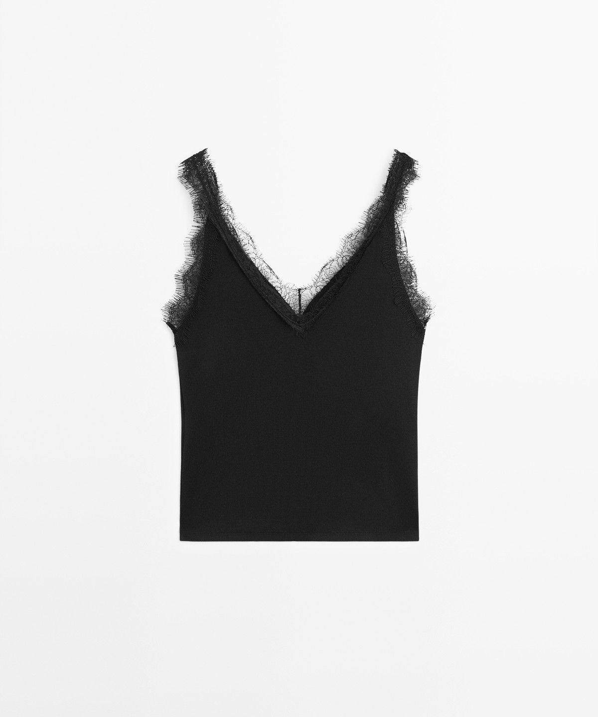 마시모두띠(MASSIMO DUTTI) 레이스 디테일 스트랩 탑