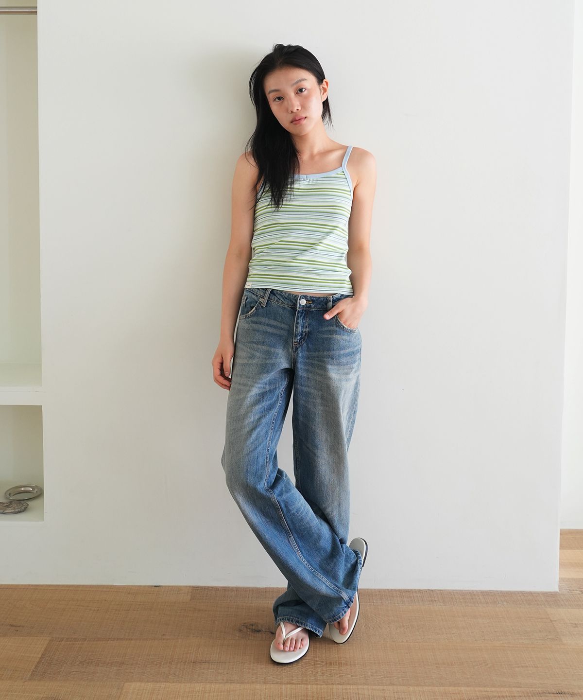 나츠(NAATS) Multi stripe sleeveless, multi green