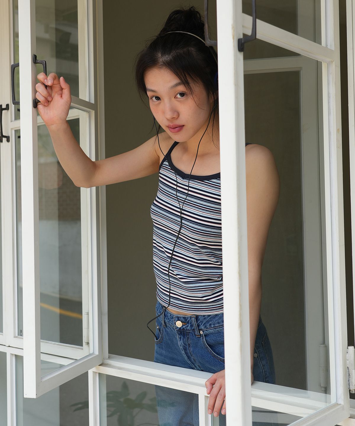 나츠(NAATS) Multi stripe sleeveless, multi navy