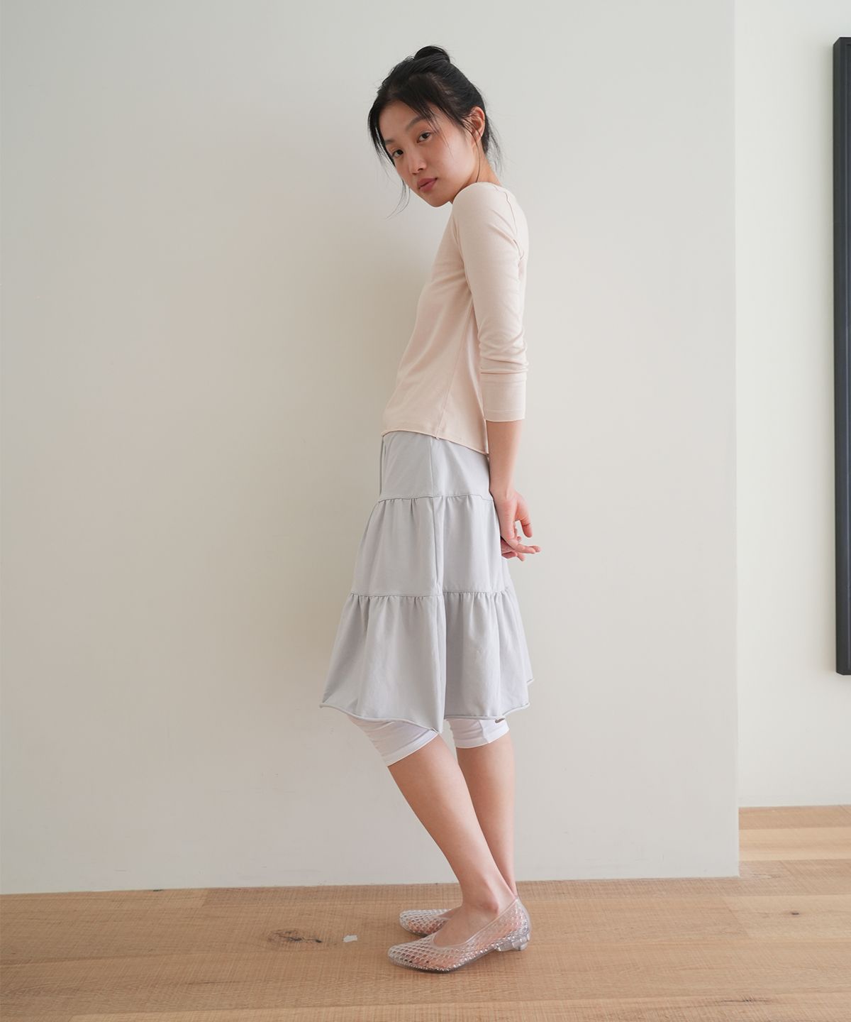 나츠(NAATS) V-neck 3/4 Sleeve T-shirt, light pink