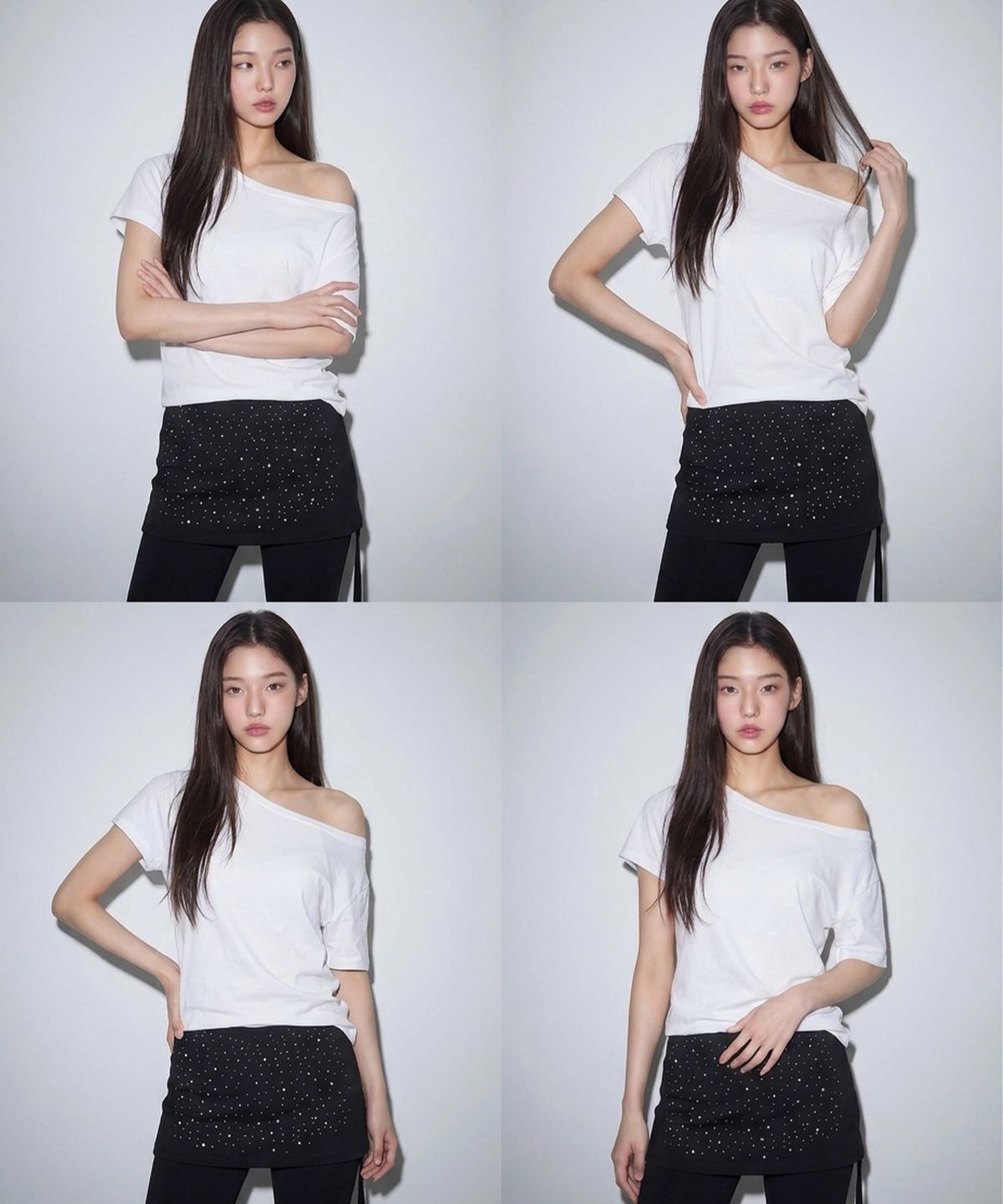본슬리피(BORN SLIPPY) Crystal Dust Layered Flare Skort Pants (Eclipse Black)