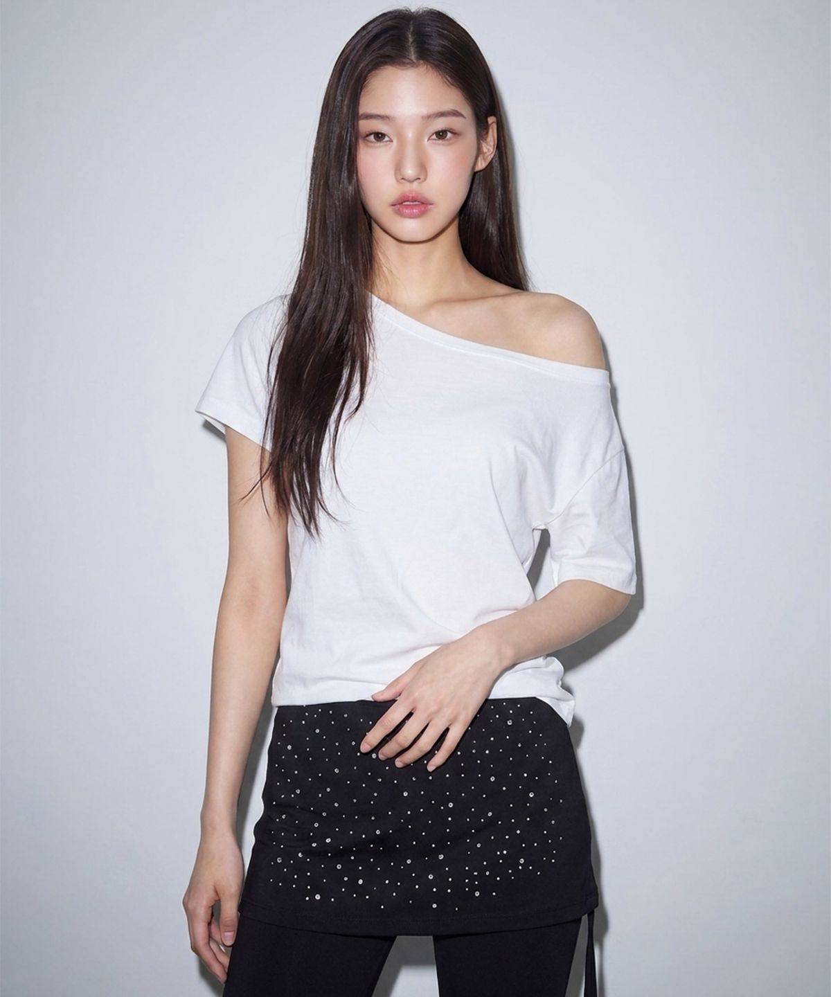 본슬리피(BORN SLIPPY) Crystal Dust Layered Flare Skort Pants (Eclipse Black)