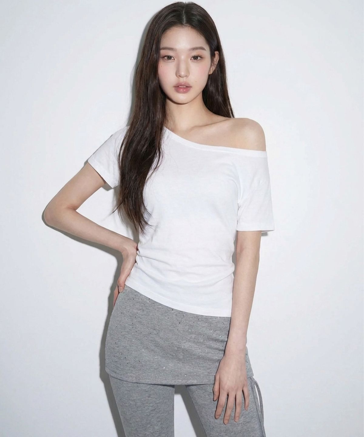 본슬리피(BORN SLIPPY) Crystal Dust Layered Flare Skort Pants (Moon Ash)