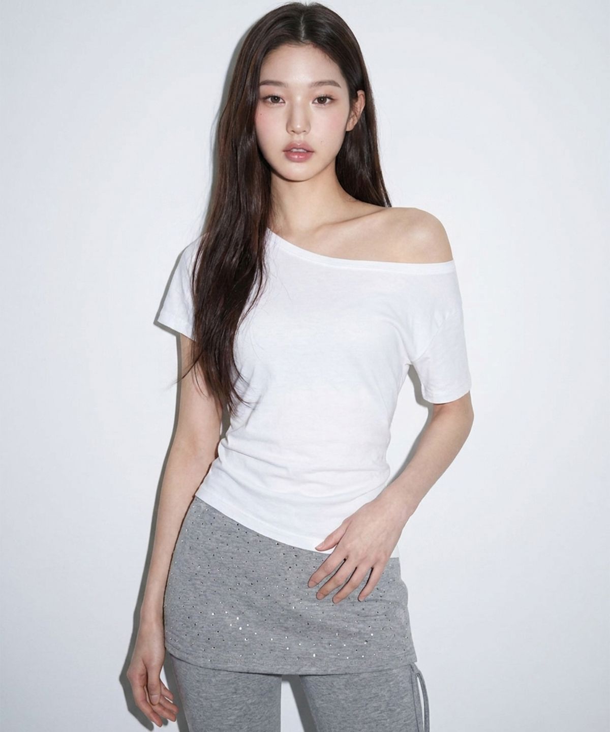 본슬리피(BORN SLIPPY) Crystal Dust Layered Flare Skort Pants (Moon Ash)