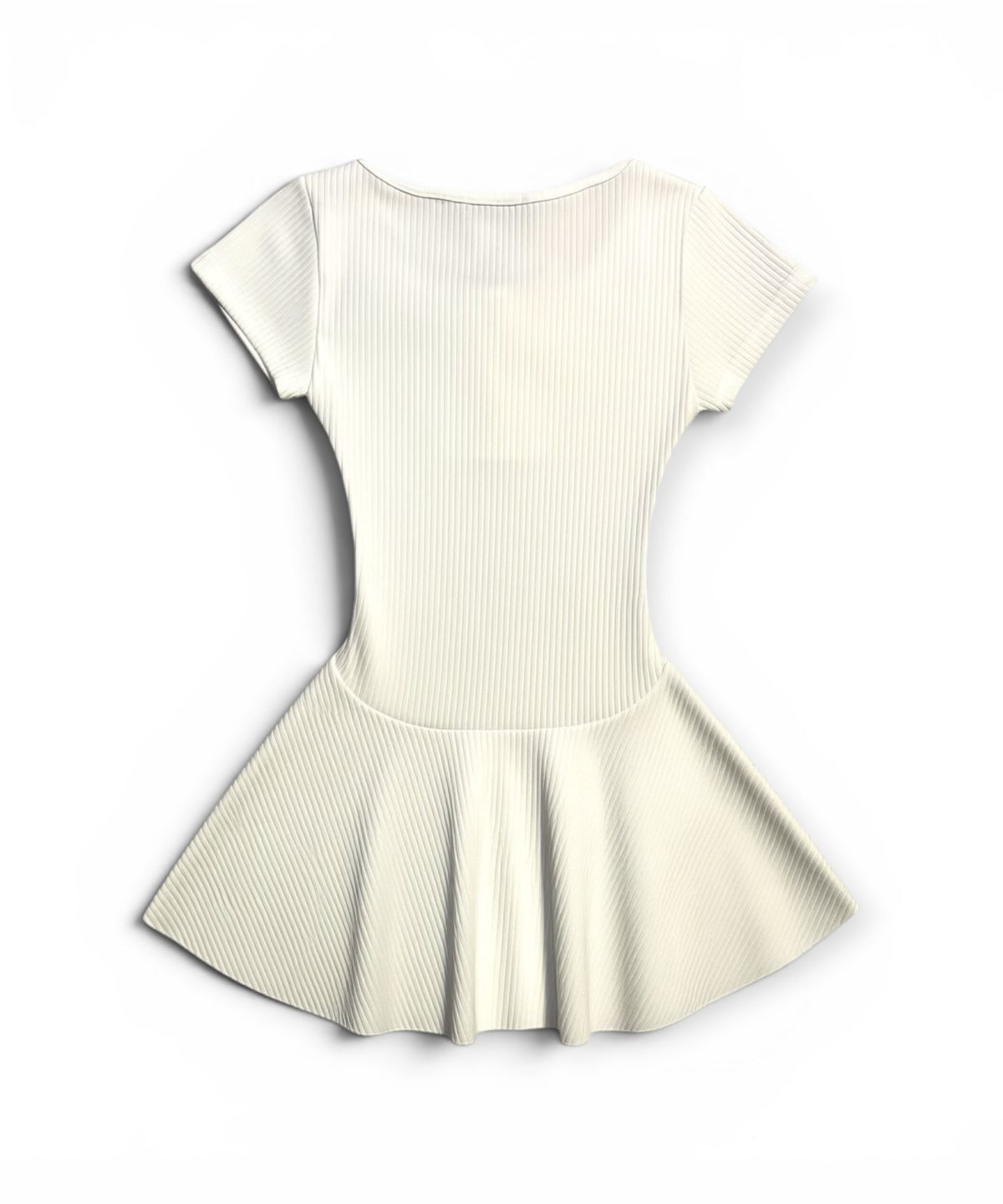 본슬리피(BORN SLIPPY) Crystal Line Henley Skater Mini Dress (Milk Cream)