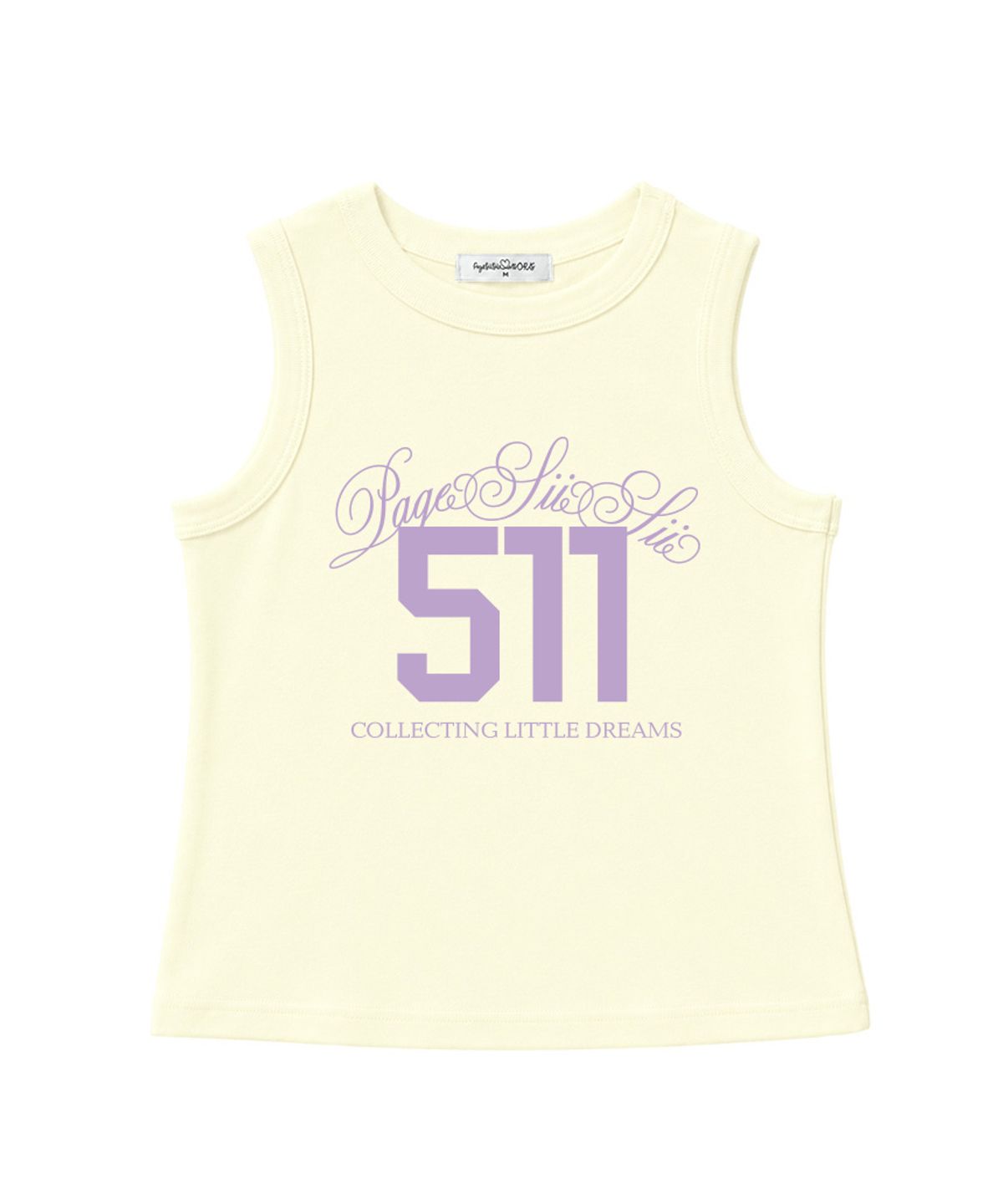 페이지시시(PAGESIISII) 511 레터링 프린팅 베이직 슬리브리스 라이트핑크