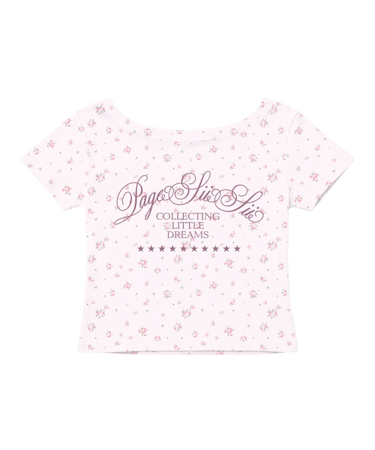 페이지시시(PAGESIISII) 콜렉팅 리틀 드림스 프린팅 도트 원숄더 슬림핏 반팔티 화이트